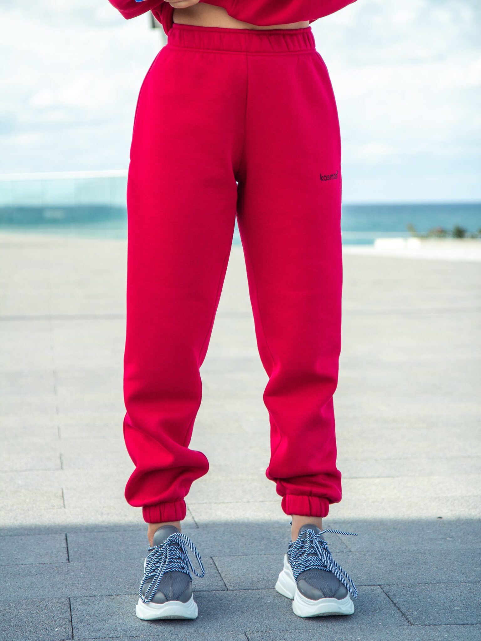 Брюки джоггеры с начёсом красного цвета Kosmos(фото2)