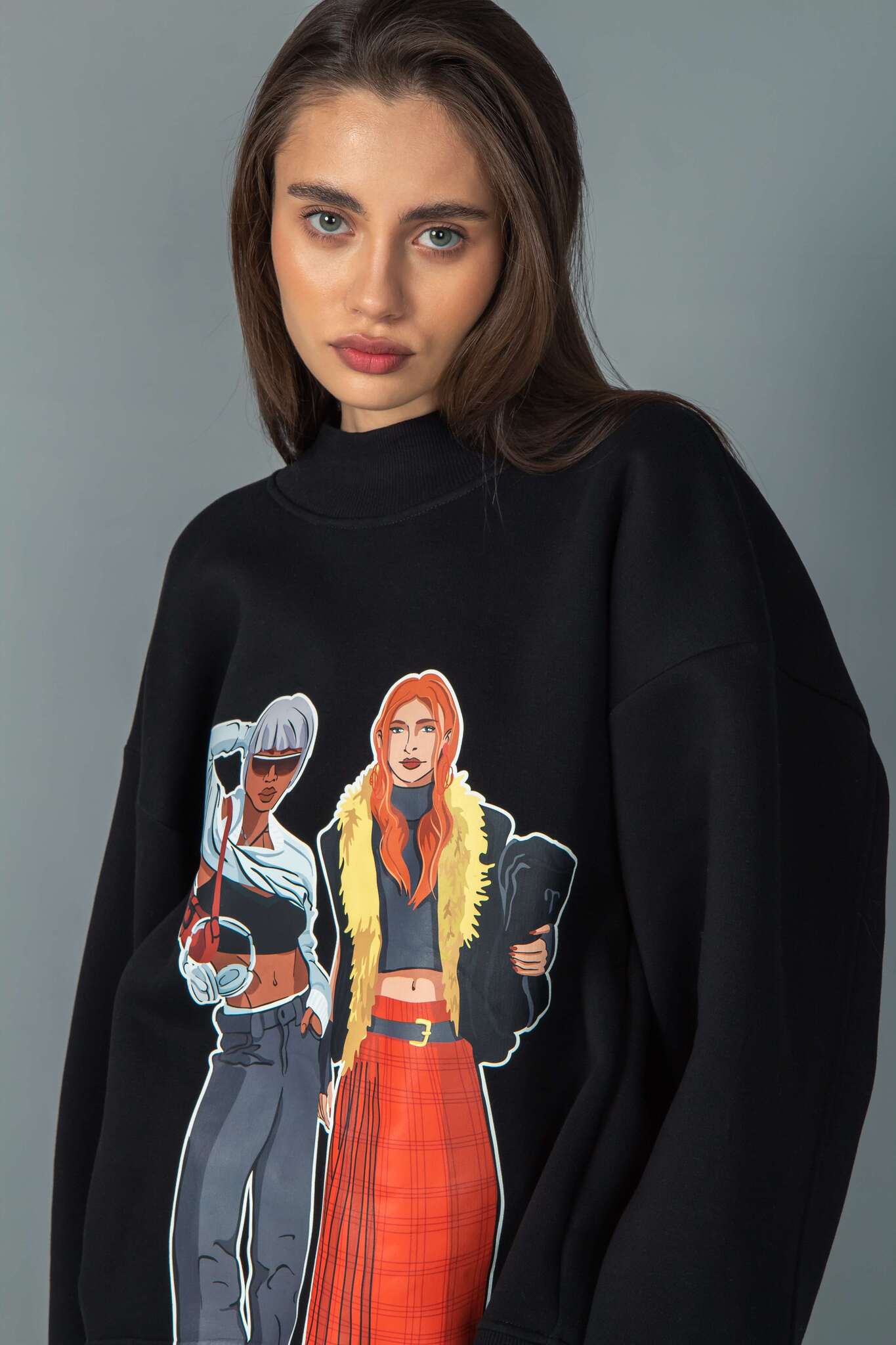 Свитшот оверсайз чёрный с принтом Kosmos(фото3)