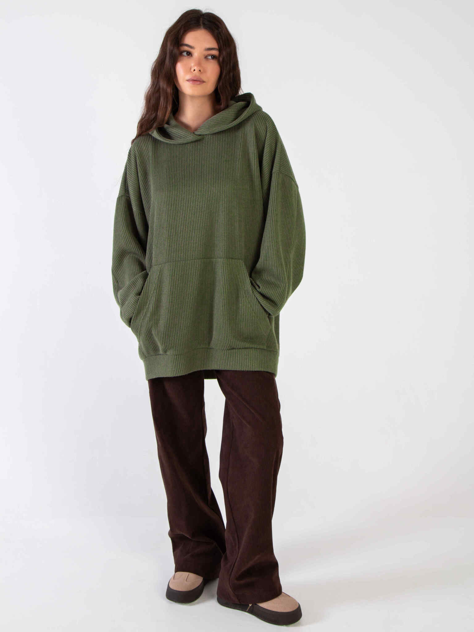 Худи из вязанного трикотажа в цвете хаки Kosmos(фото2)