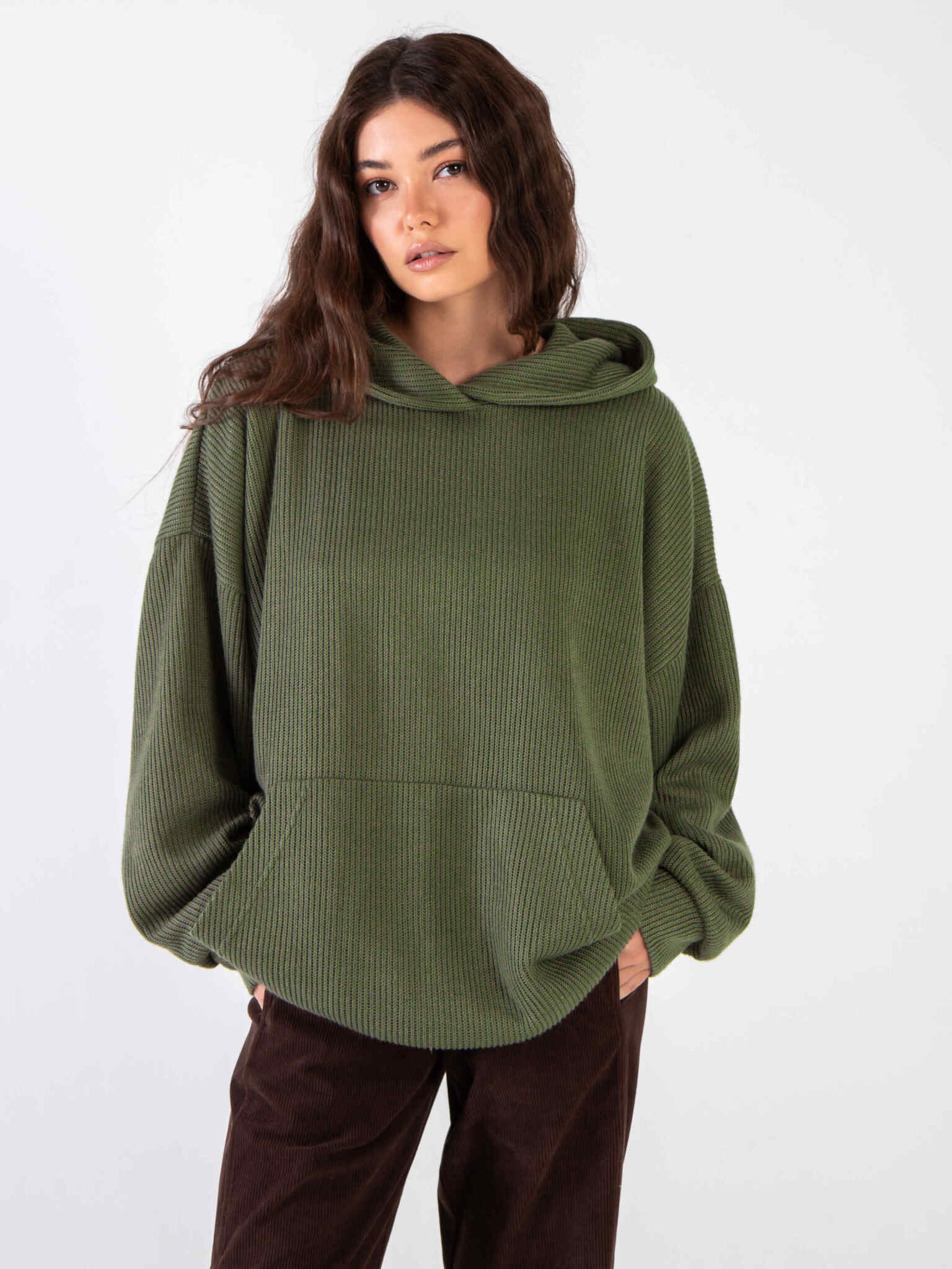 Худи из вязанного трикотажа в цвете хаки Kosmos(фото7)