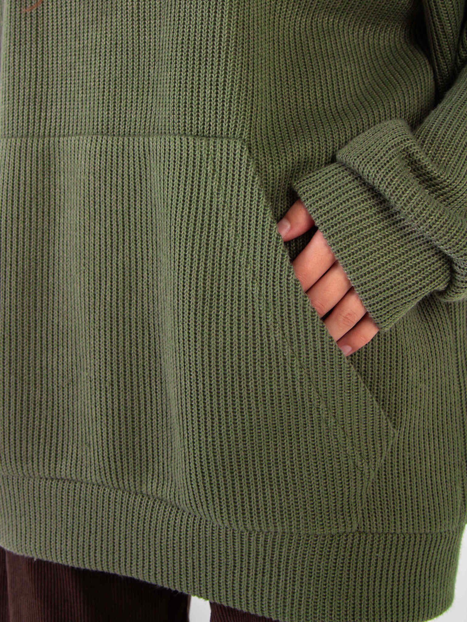 Худи из вязанного трикотажа в цвете хаки Kosmos(фото5)