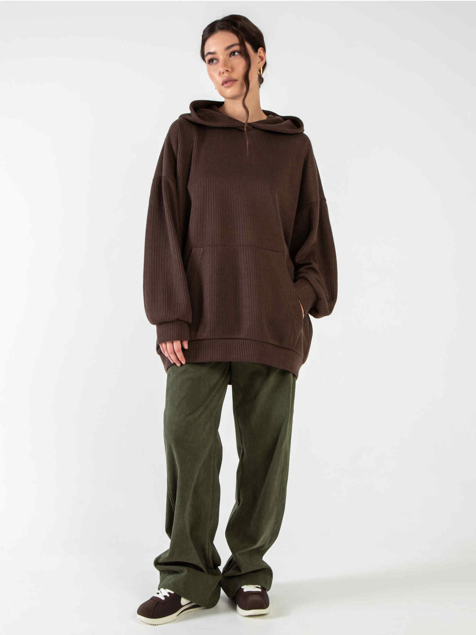 Худи из вязанного трикотажа в коричневом цвете Kosmos(фото2)