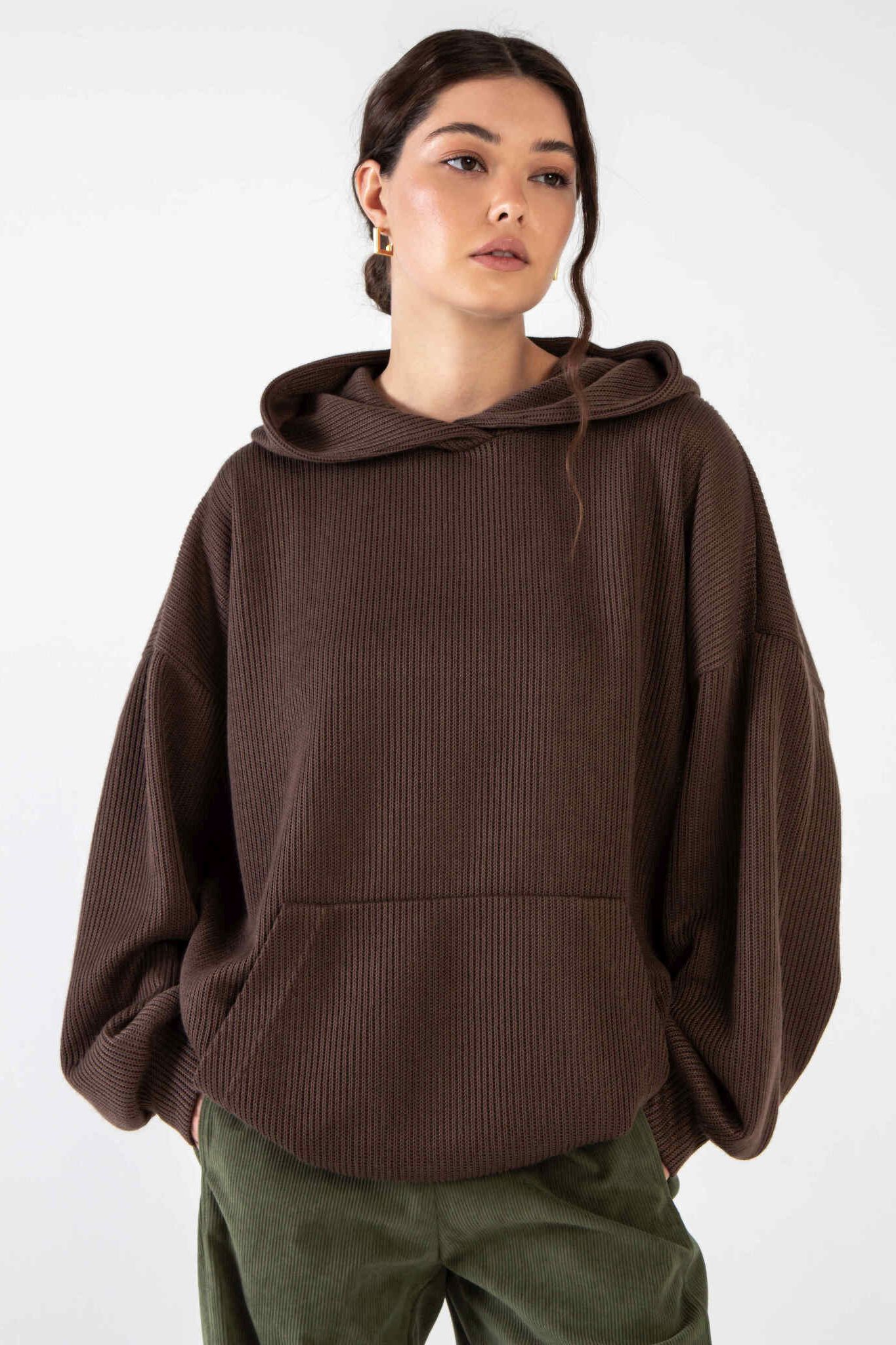Худи из вязанного трикотажа в коричневом цвете Kosmos