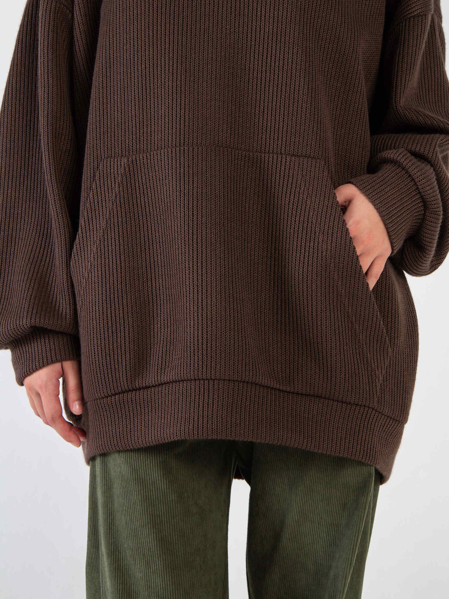 Худи из вязанного трикотажа в коричневом цвете Kosmos(фото5)