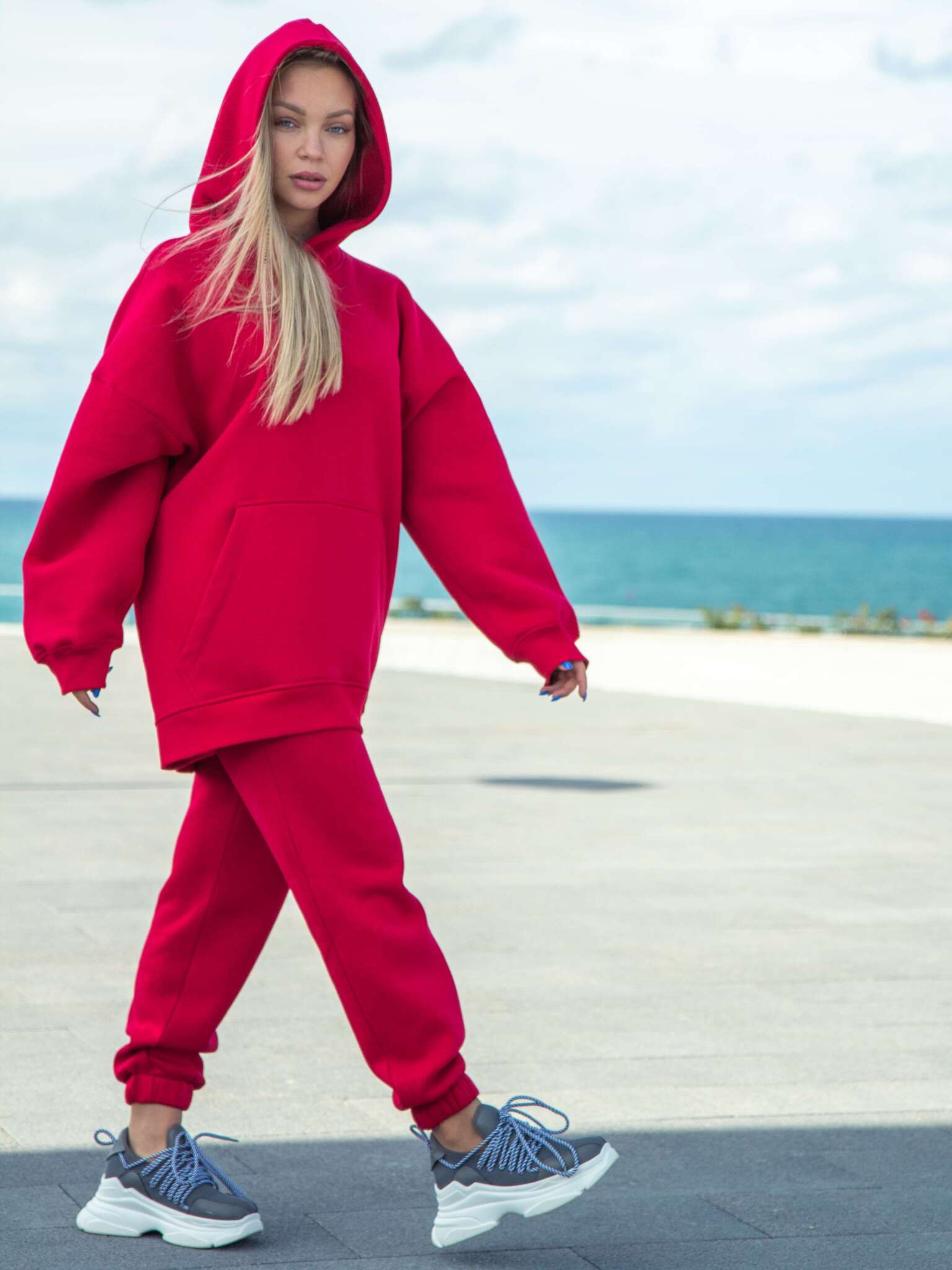 Брюки джоггеры с начёсом красного цвета Kosmos(фото3)