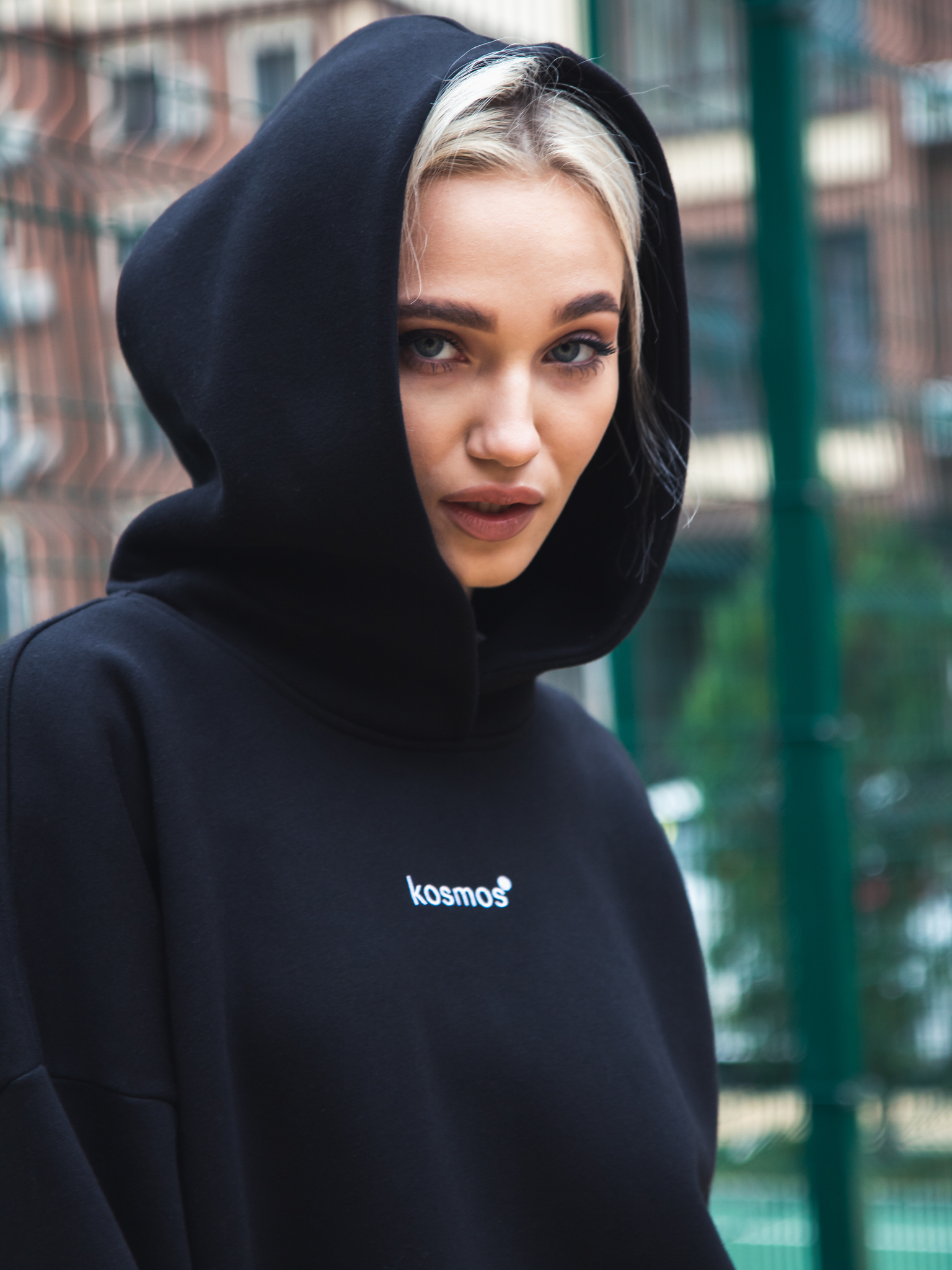 Худи оверсайз с начёсом в чёрном цвете Kosmos(фото4)