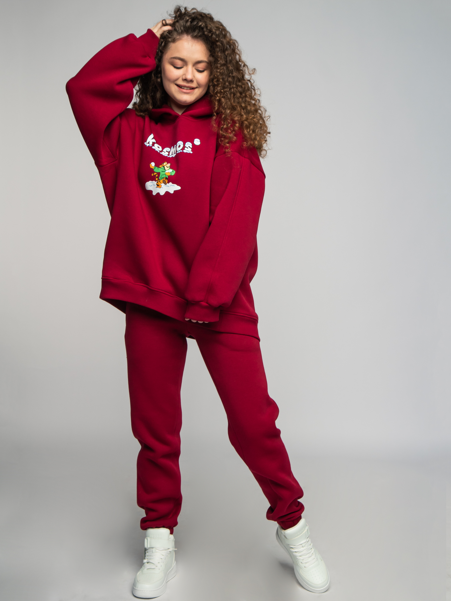 Брюки джоггеры с начёсом в бордовом цвете Kosmos(фото4)