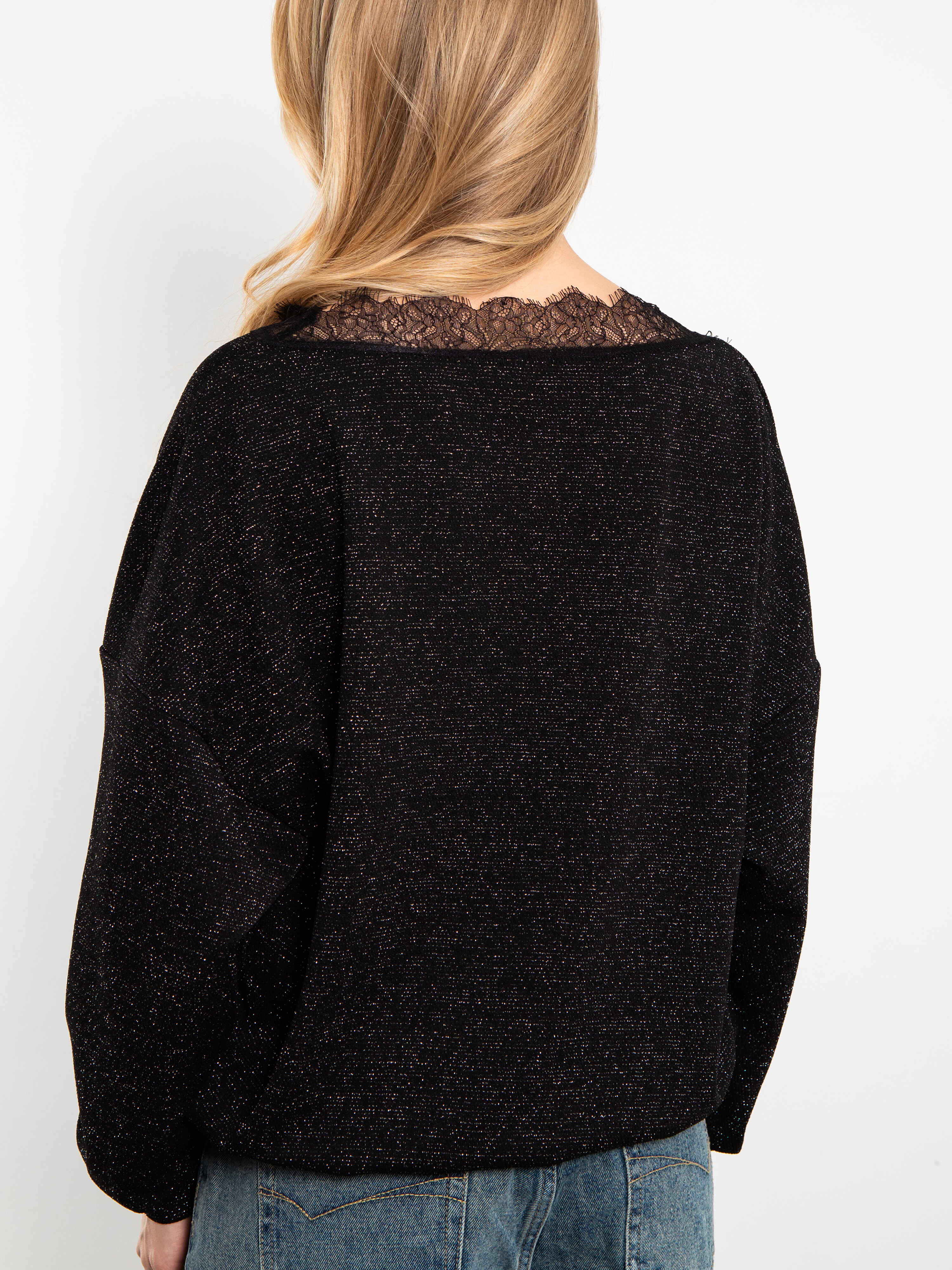 Джемпер чёрный из трикотажа с люрексом Kosmos(фото5)