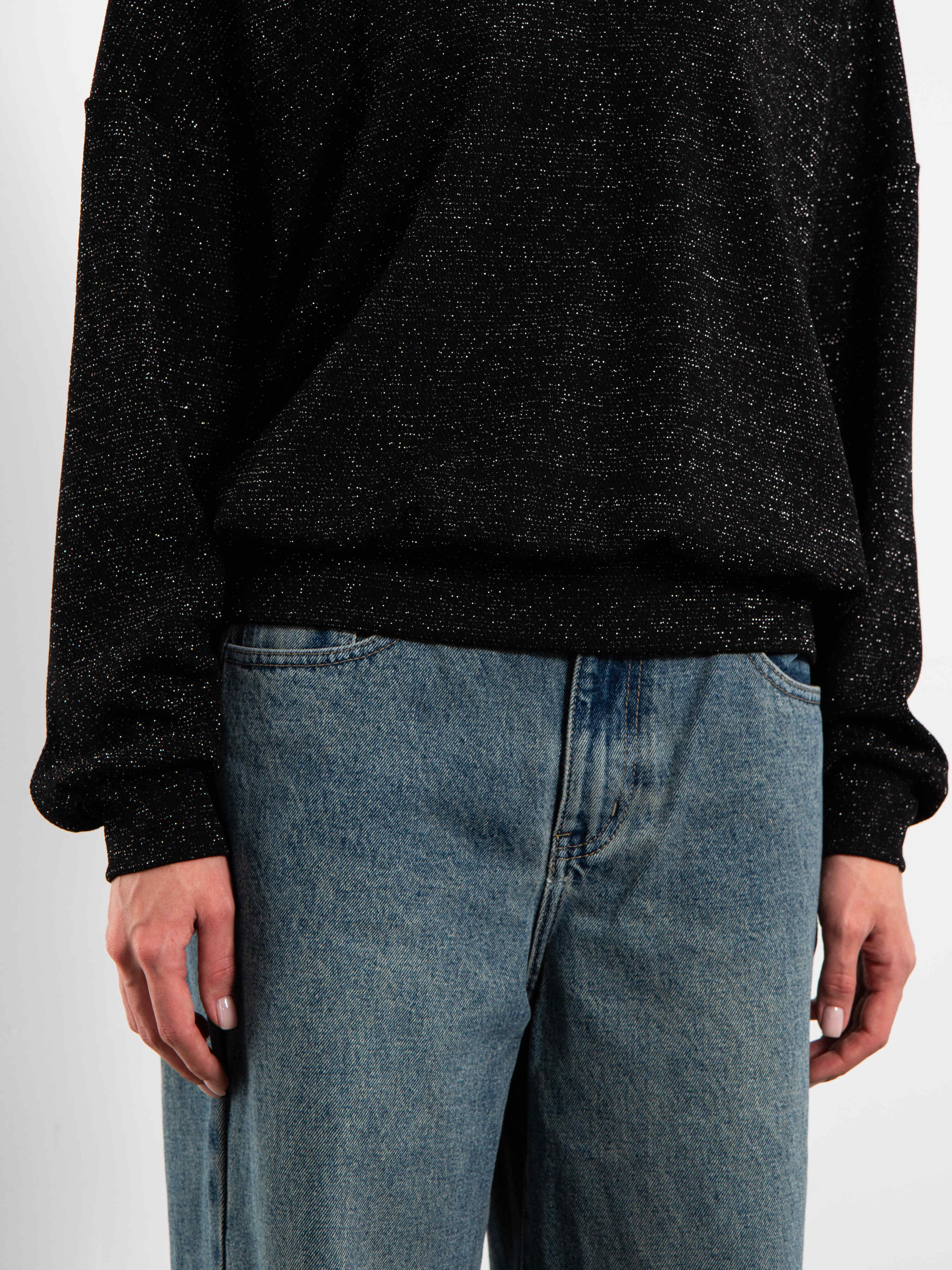 Джемпер чёрный из трикотажа с люрексом Kosmos(фото3)