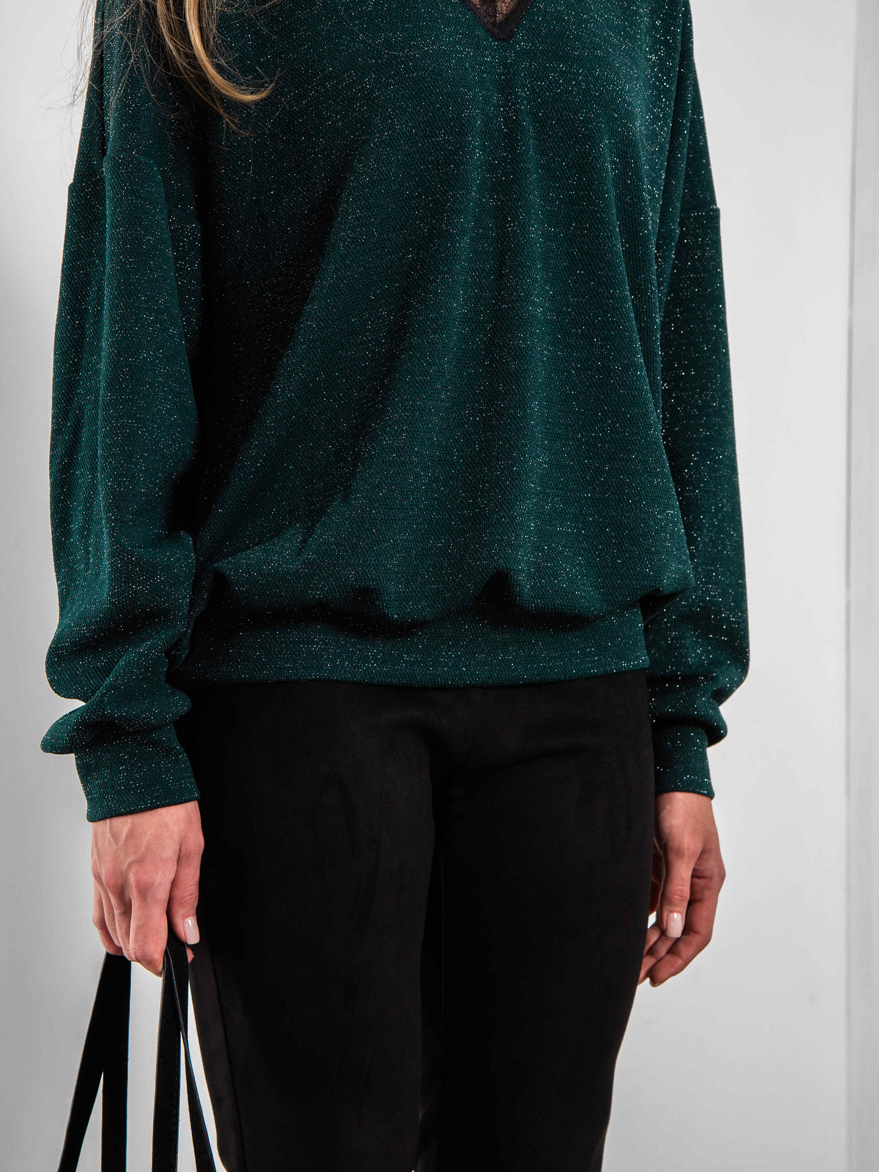 Джемпер зелёный из трикотажа с люрексом Kosmos(фото4)