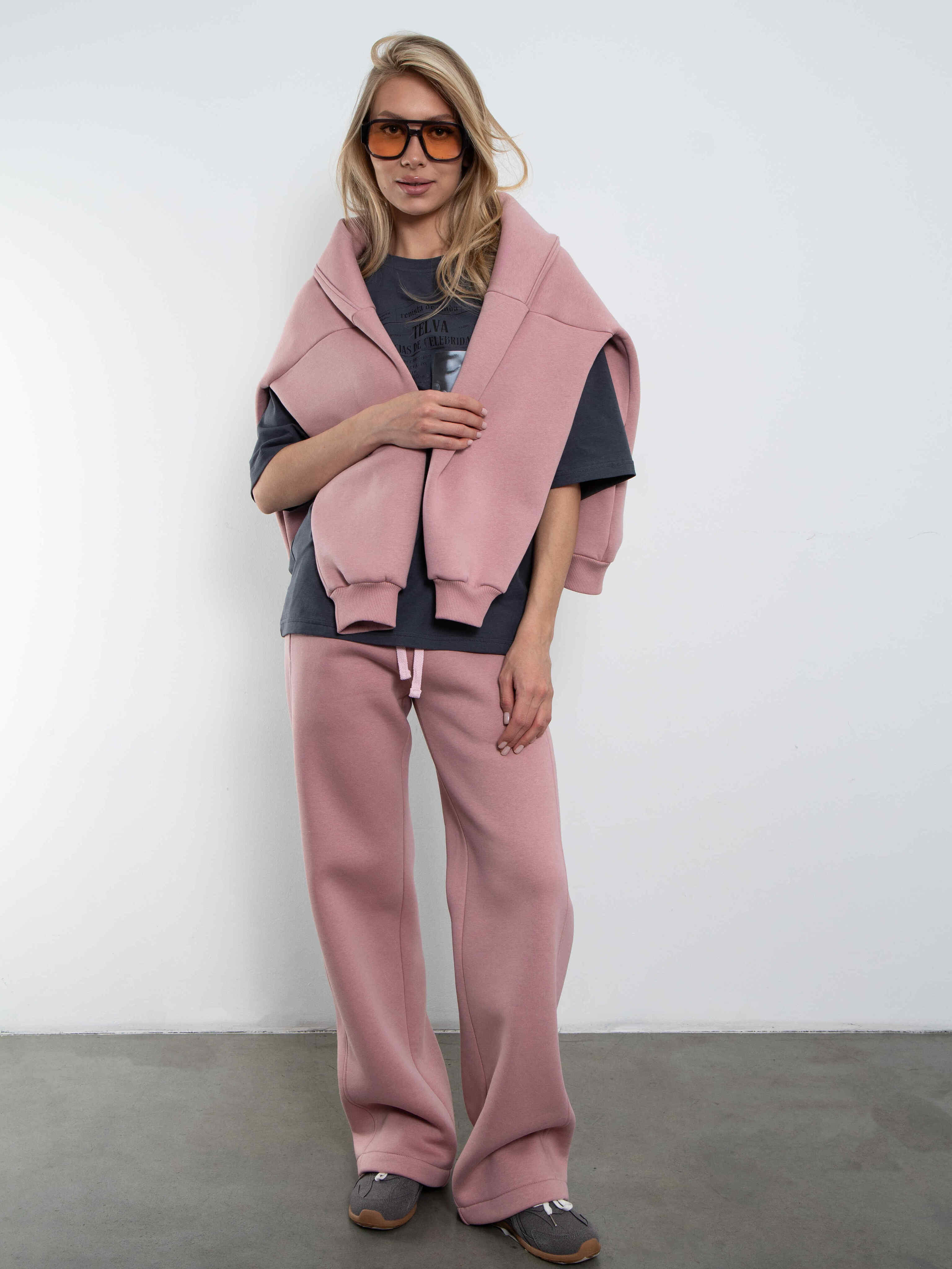 Свитшот на молнии из футера розового цвета Kosmos(фото5)