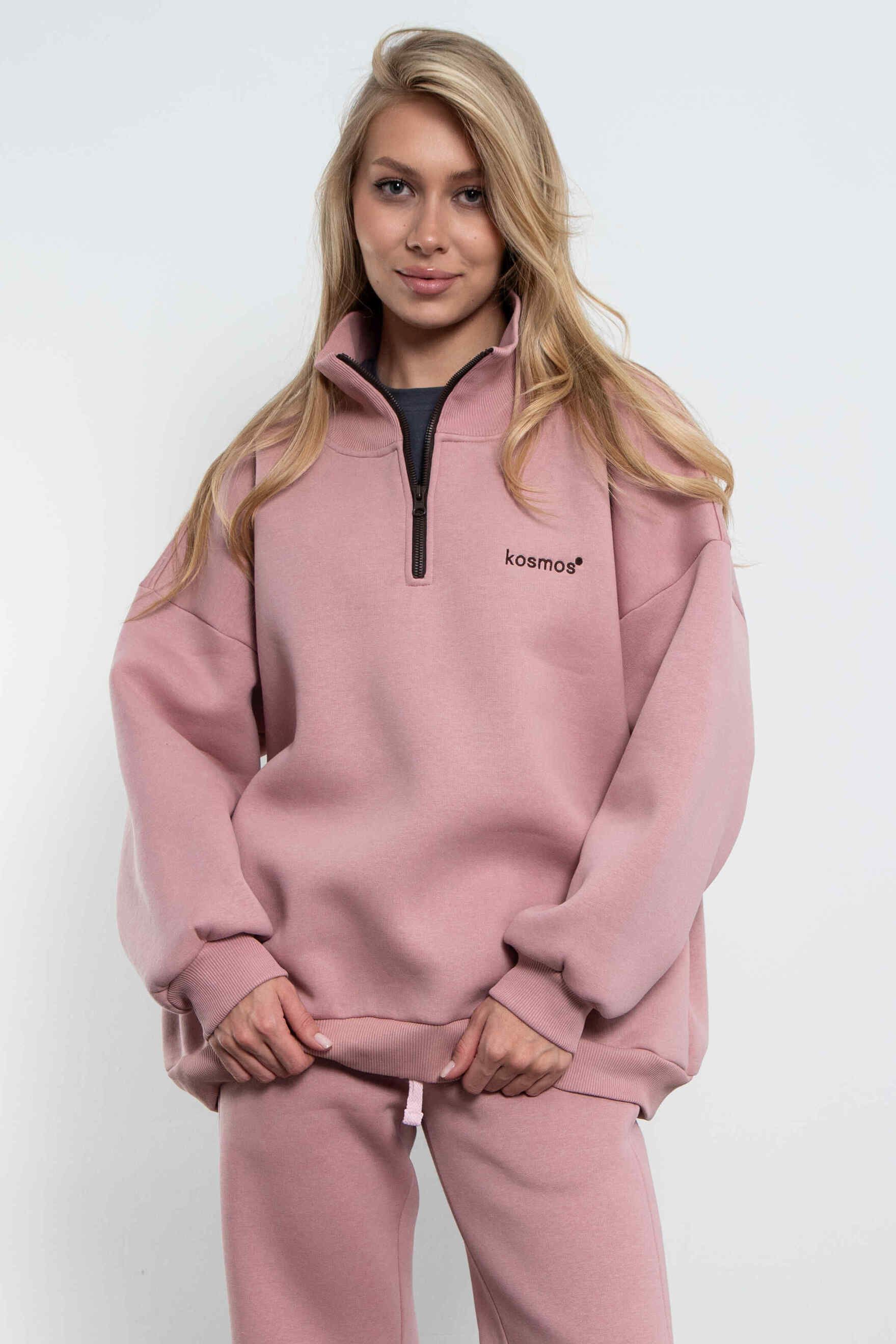 Свитшот на молнии из футера розового цвета Kosmos