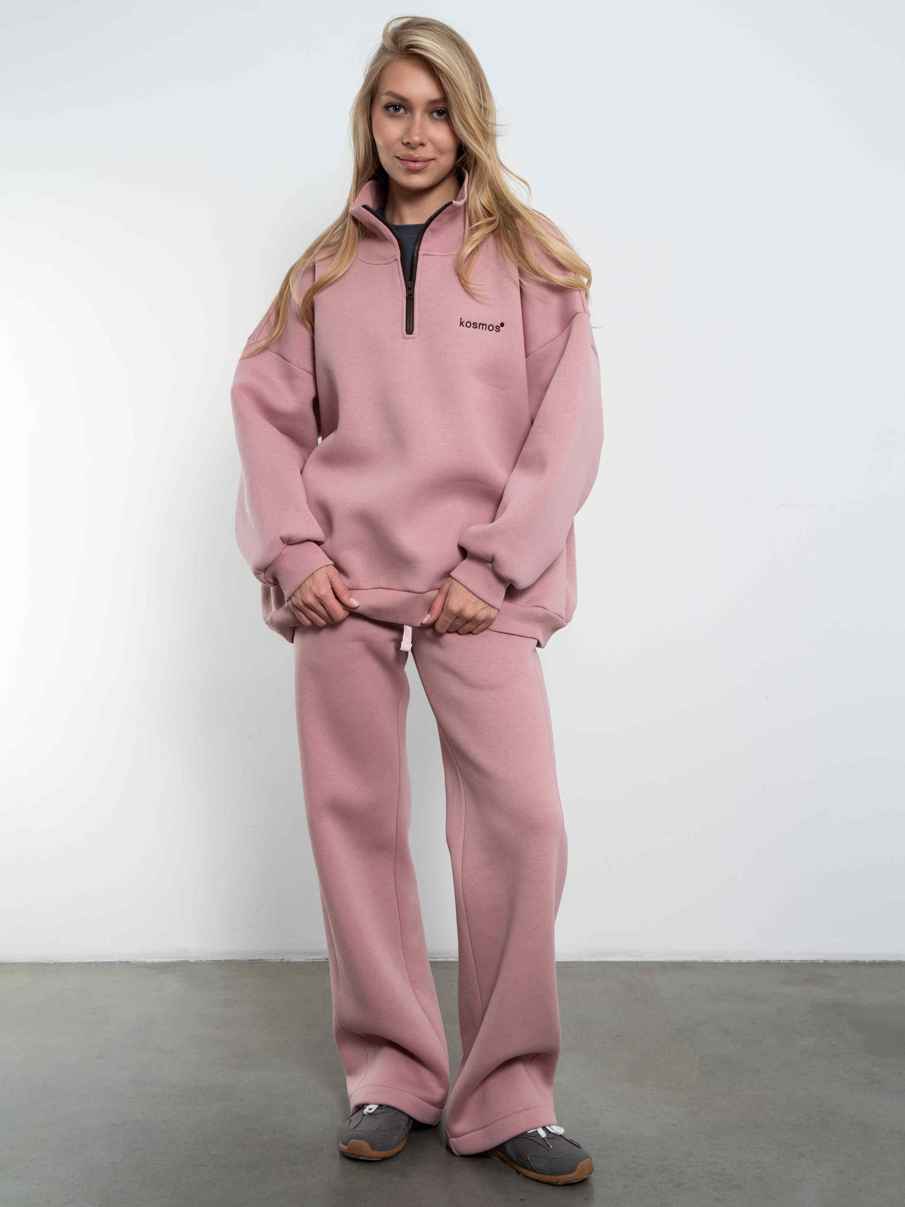 Свитшот на молнии из футера розового цвета Kosmos(фото2)
