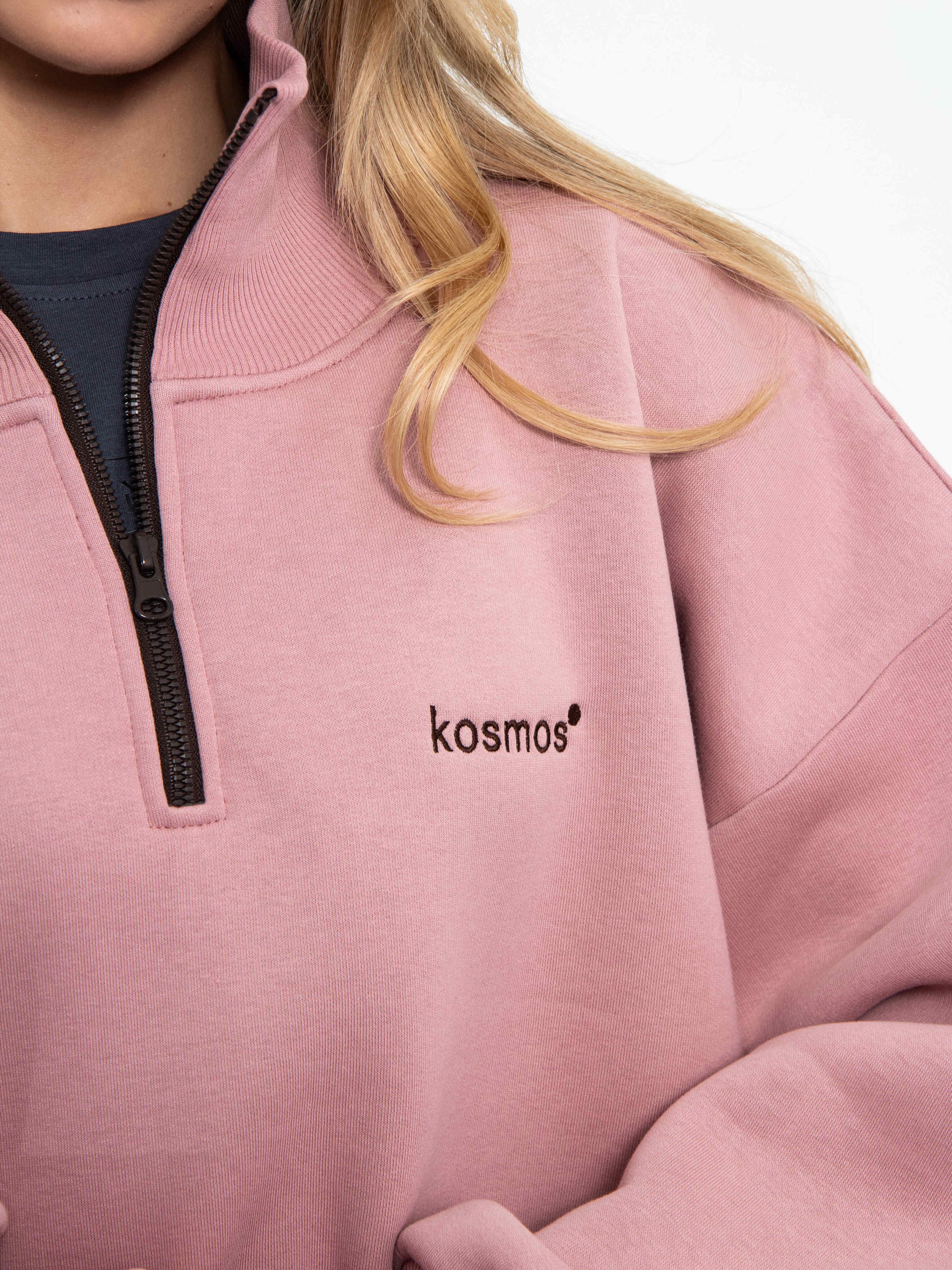 Свитшот на молнии из футера розового цвета Kosmos(фото4)