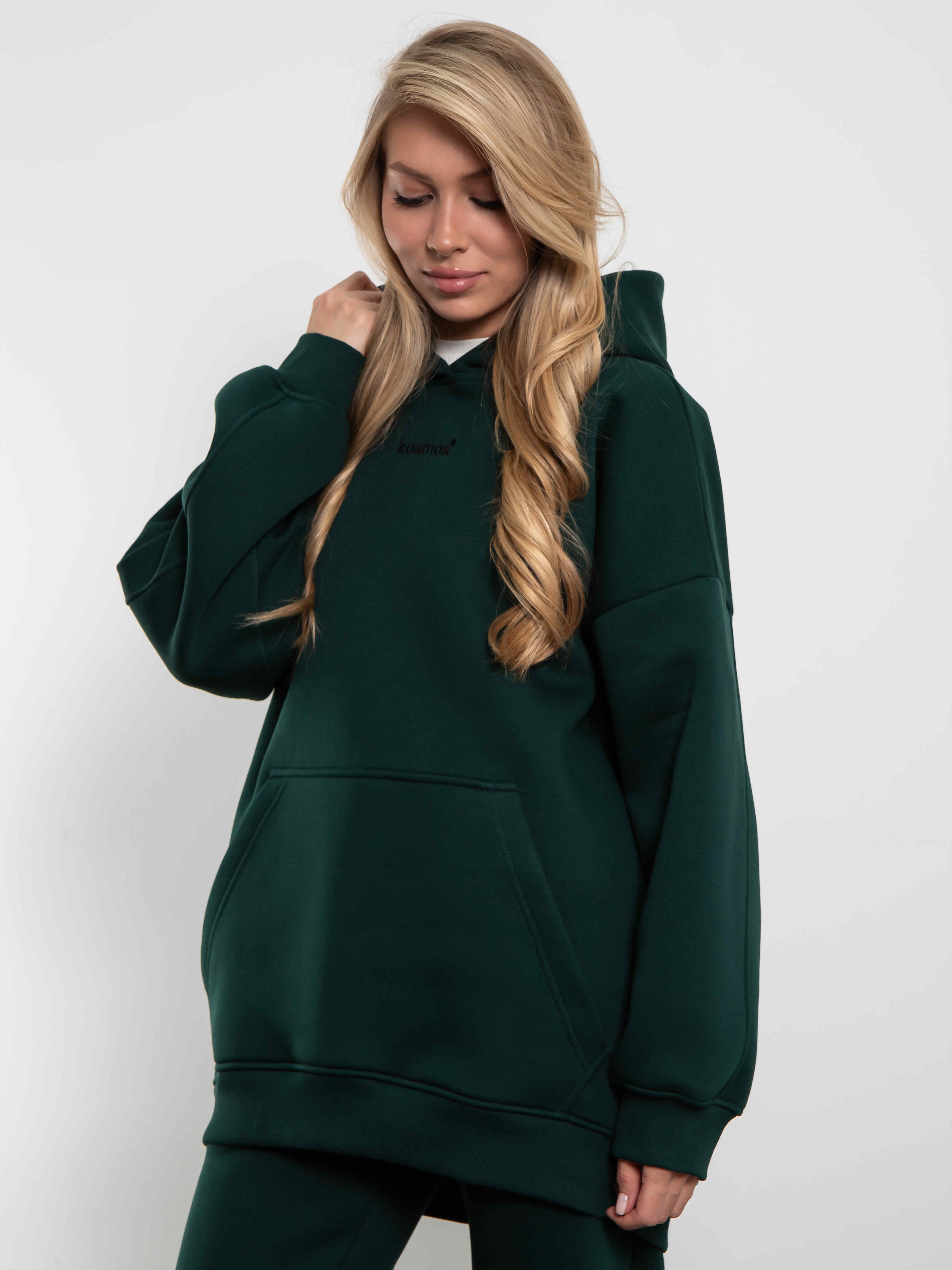 Худи оверсайз с начёсом цвета малахит Kosmos(фото3)