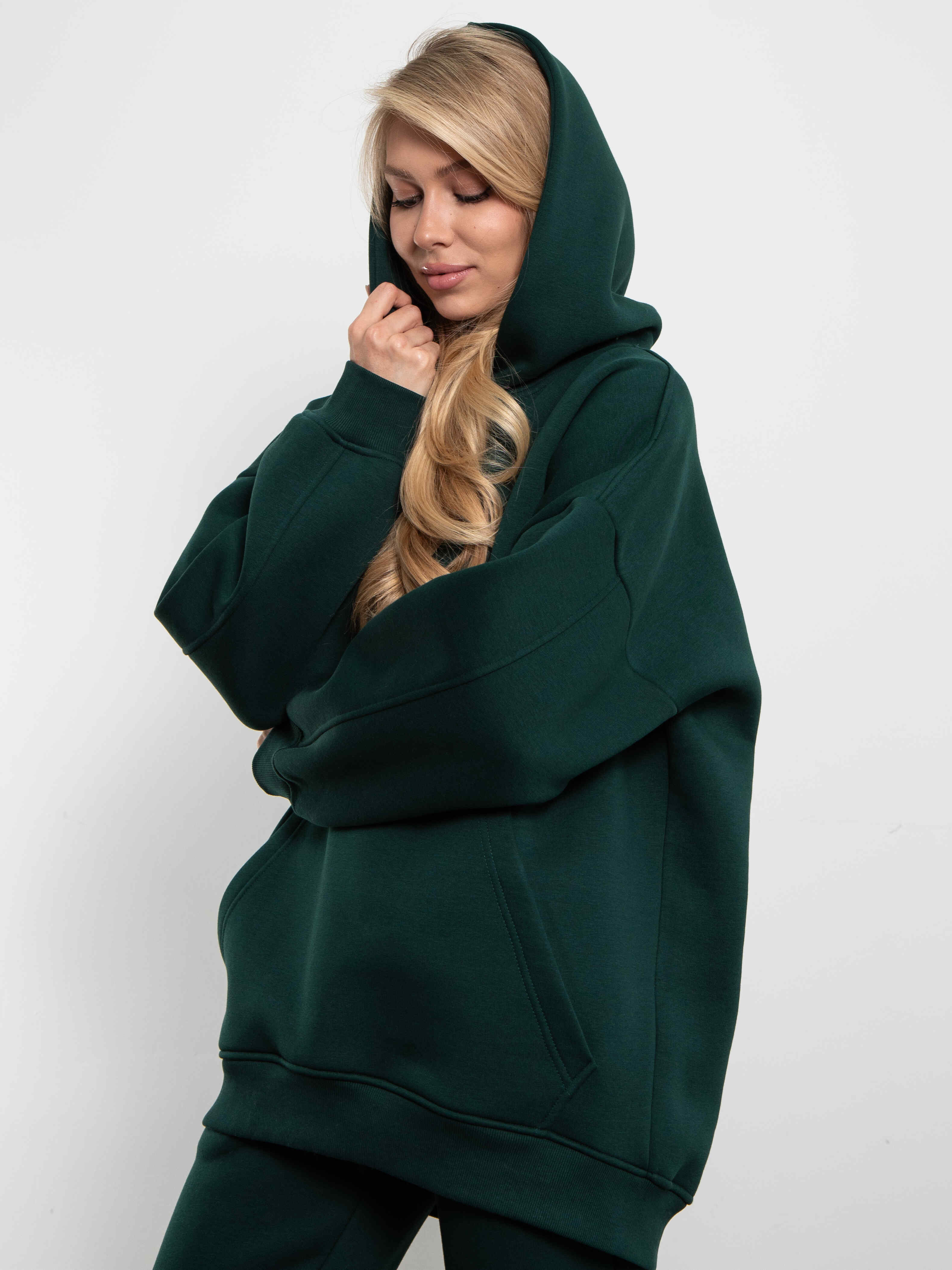 Худи оверсайз с начёсом цвета малахит Kosmos(фото4)