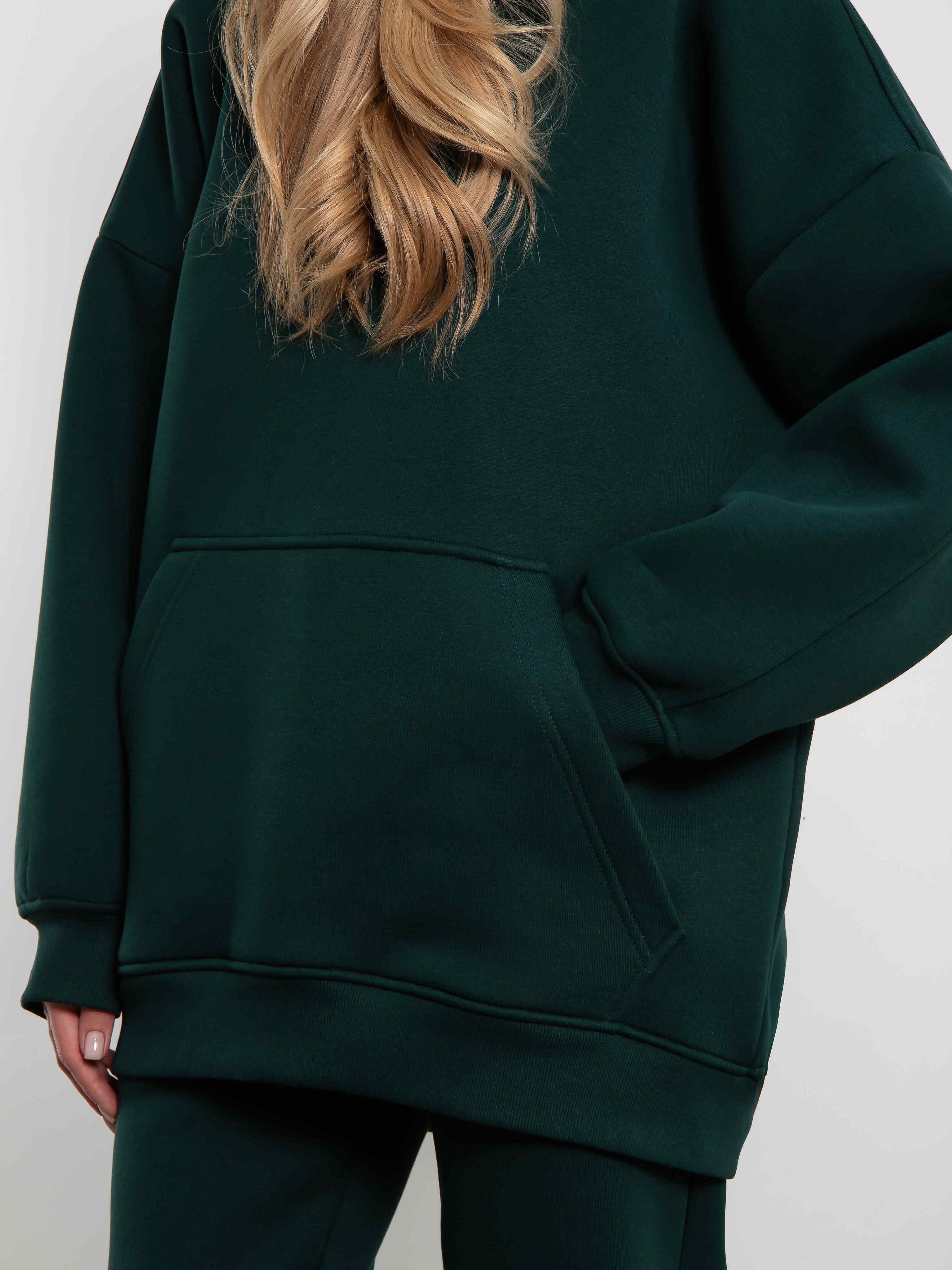 Худи оверсайз с начёсом цвета малахит Kosmos(фото7)