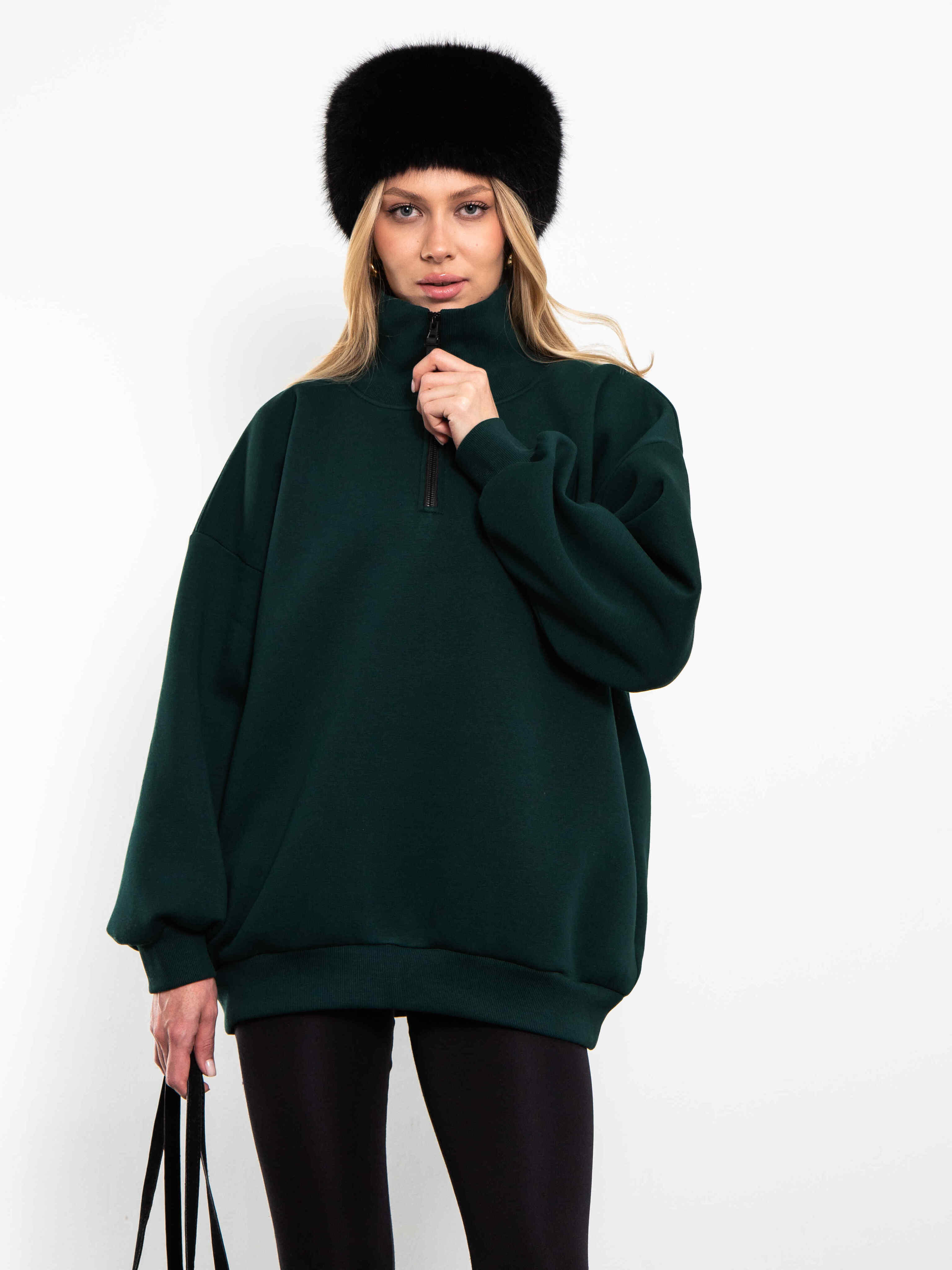 Свитшот на молнии из футера в цвете малахит Kosmos(фото4)