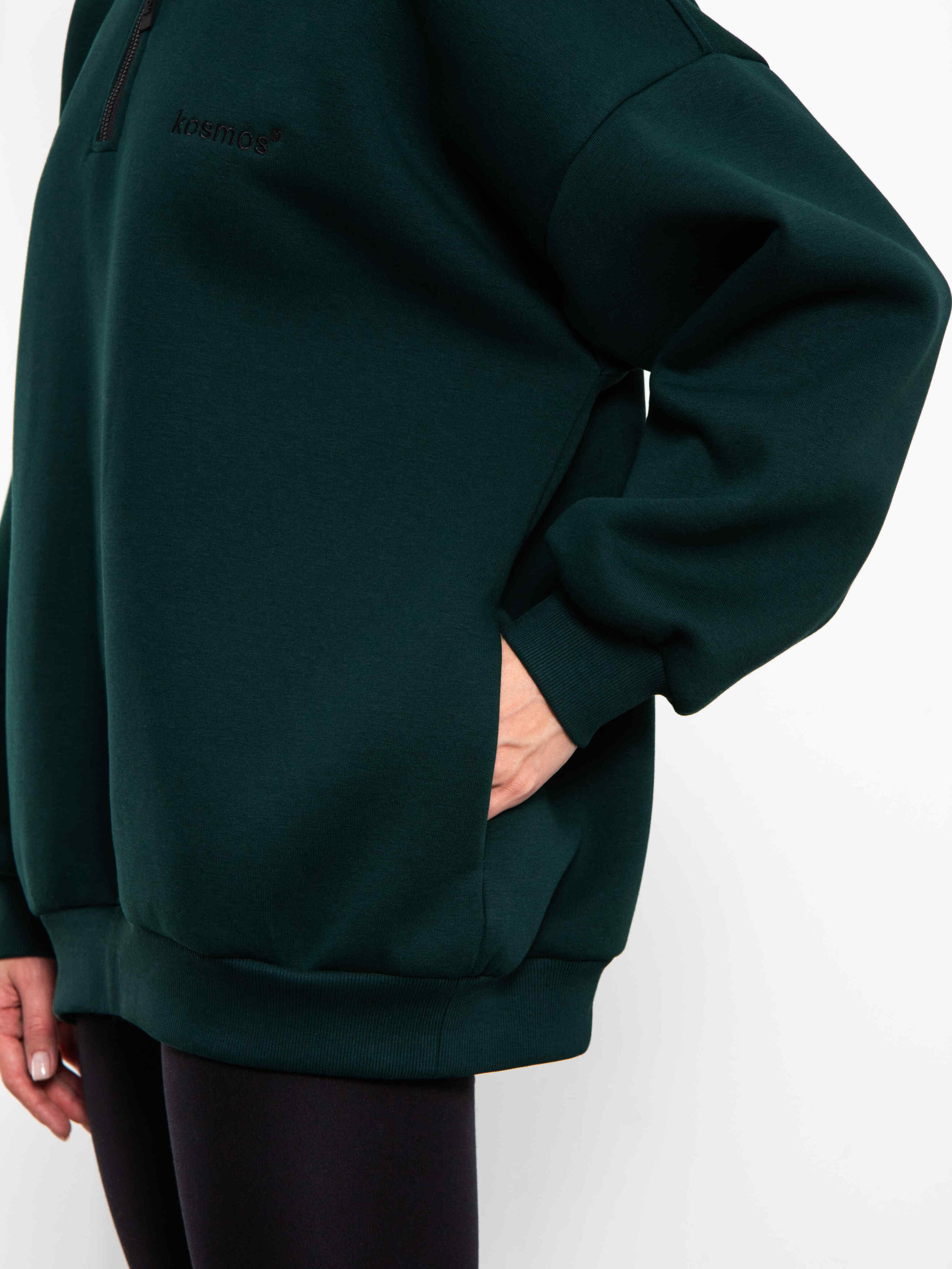 Свитшот на молнии из футера в цвете малахит Kosmos(фото5)