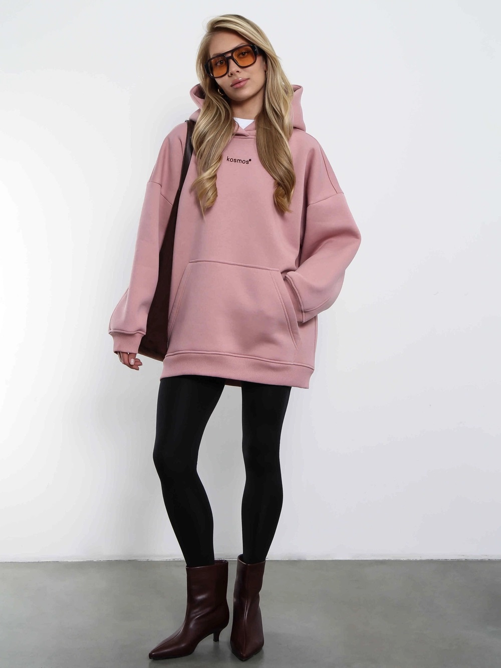 Худи оверсайз с начёсом розового цвета Kosmos(фото2)