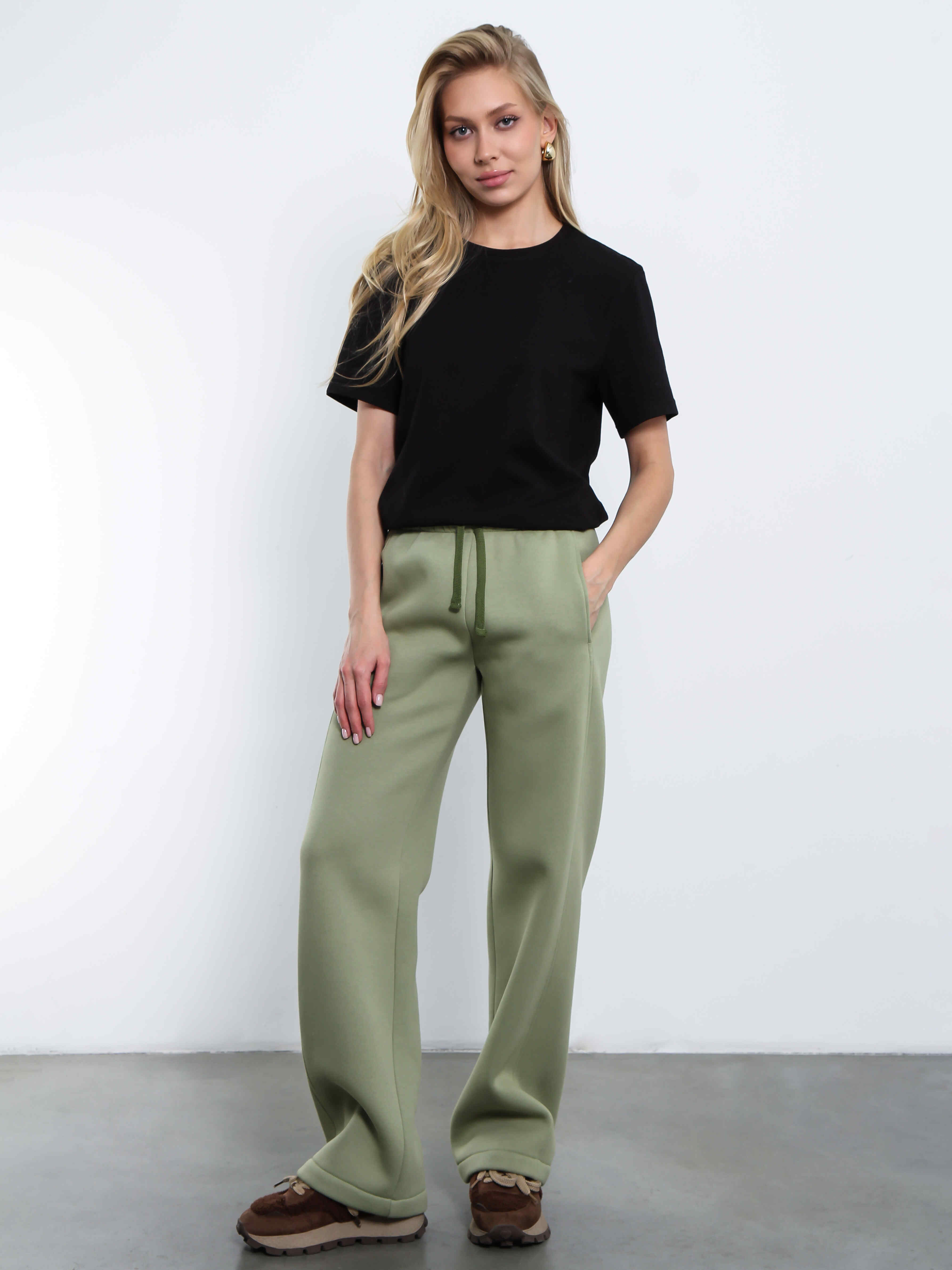 Брюки с начёсом в оливковом цвете Kosmos(фото2)