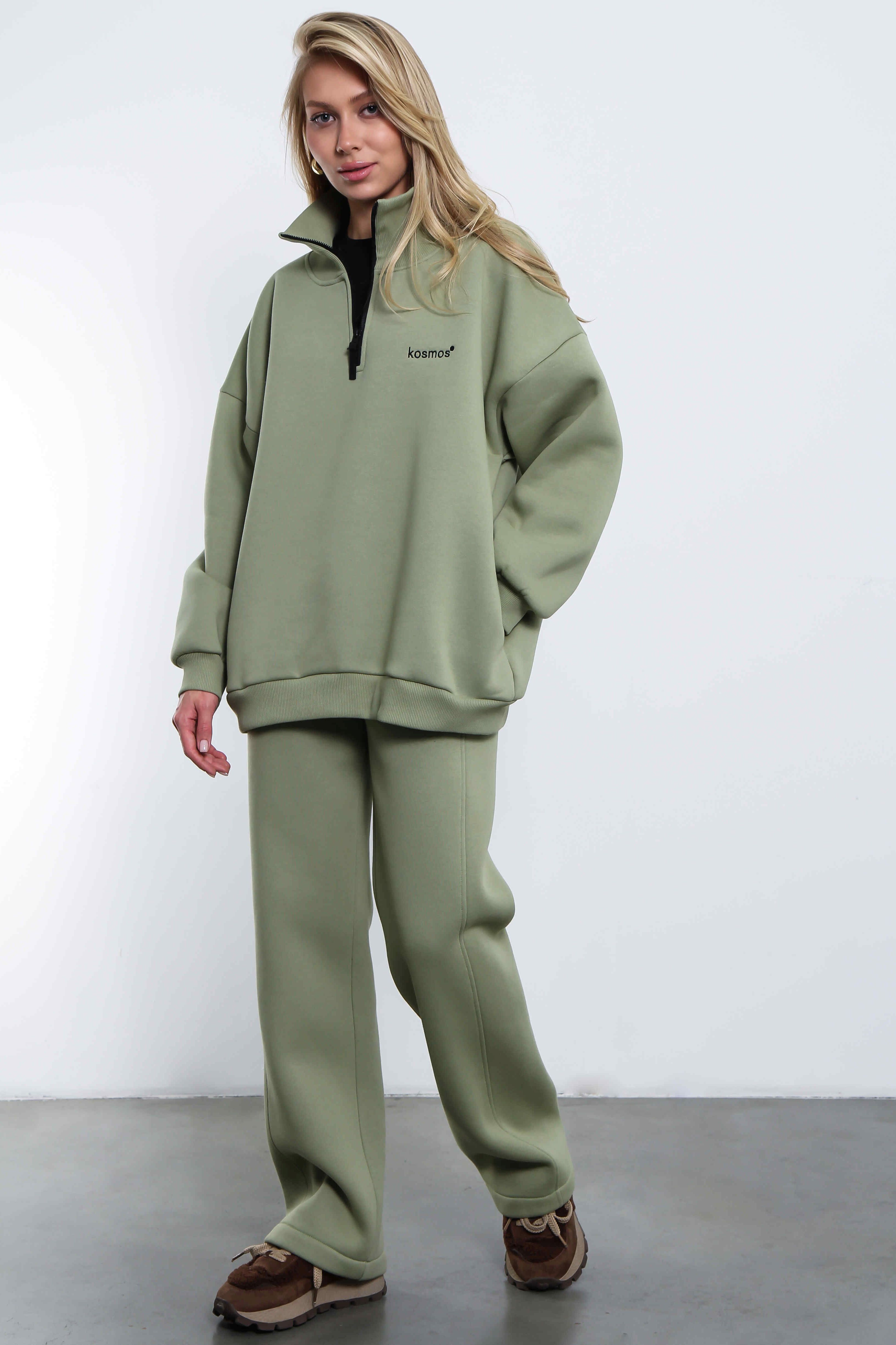 Брюки с начёсом в оливковом цвете Kosmos