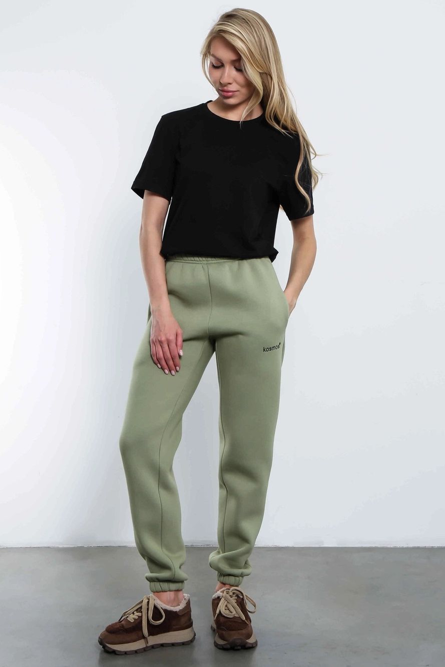Брюки джоггеры с начёсом в оливковом цвете Kosmos(фото2)