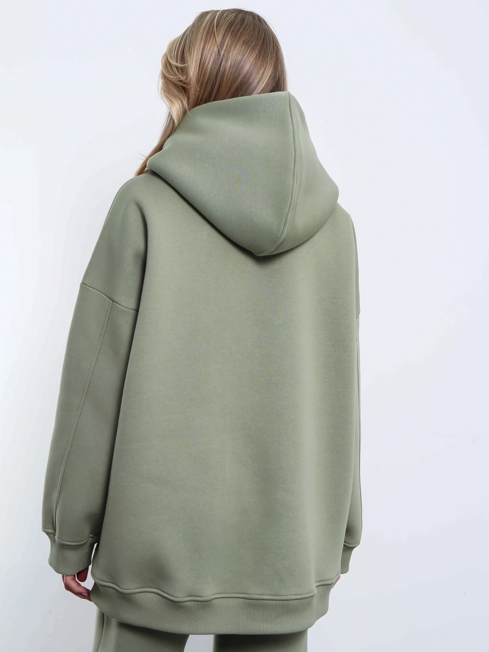 Худи оверсайз с начёсом оливкового цвета Kosmos(фото5)