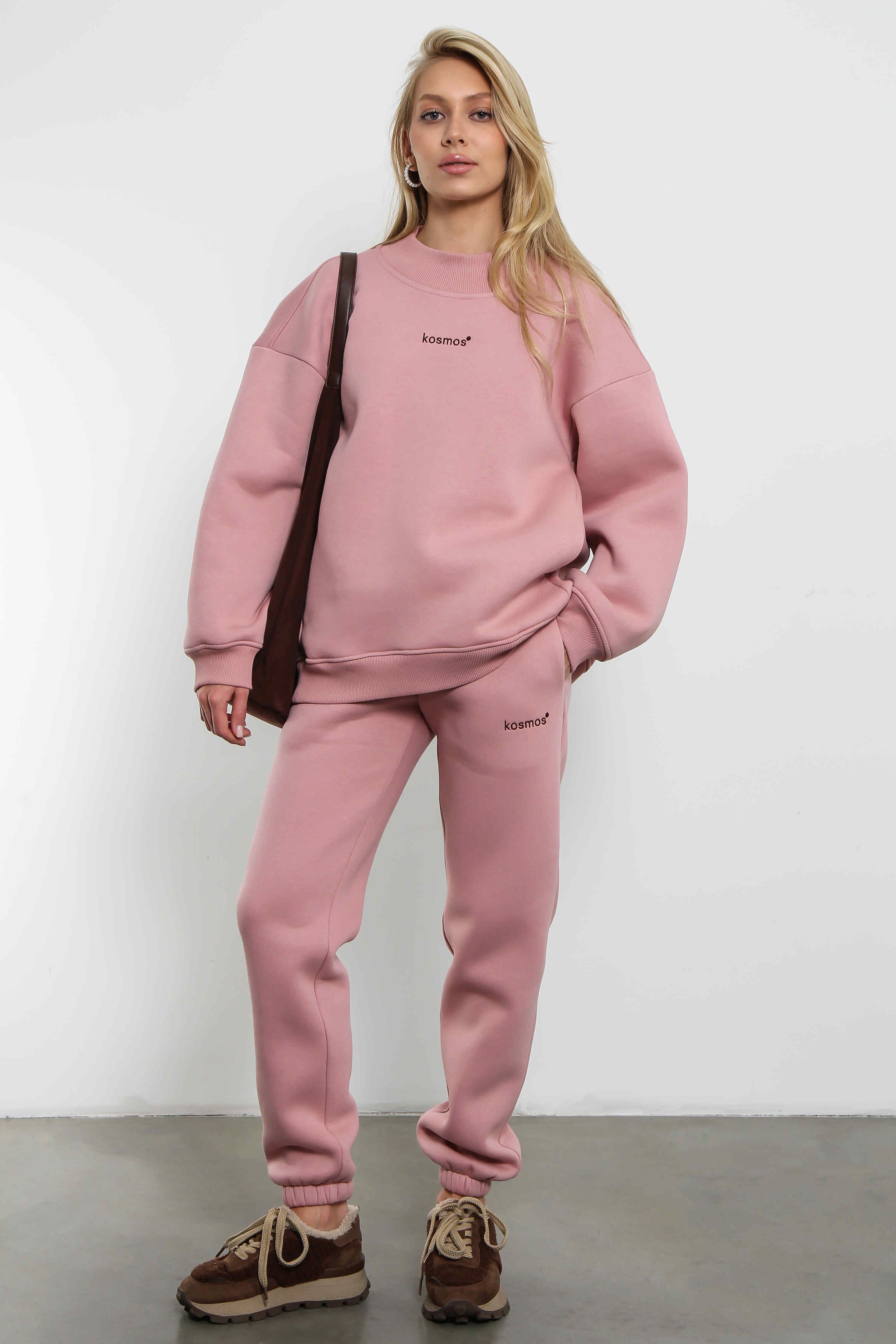 Брюки джоггеры с начёсом в розовом цвете Kosmos