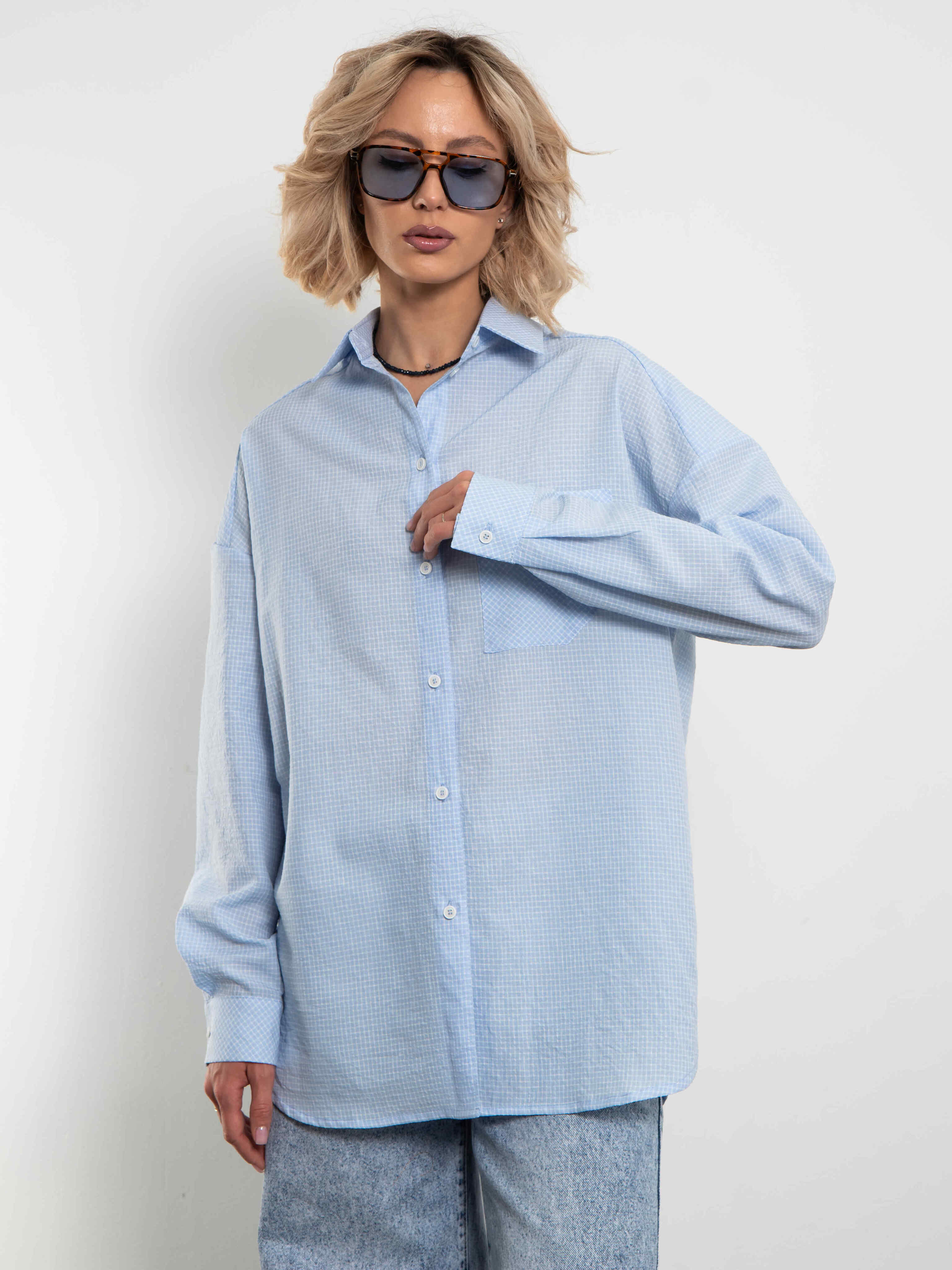 Рубашка в голубую клетку Kosmos(фото3)