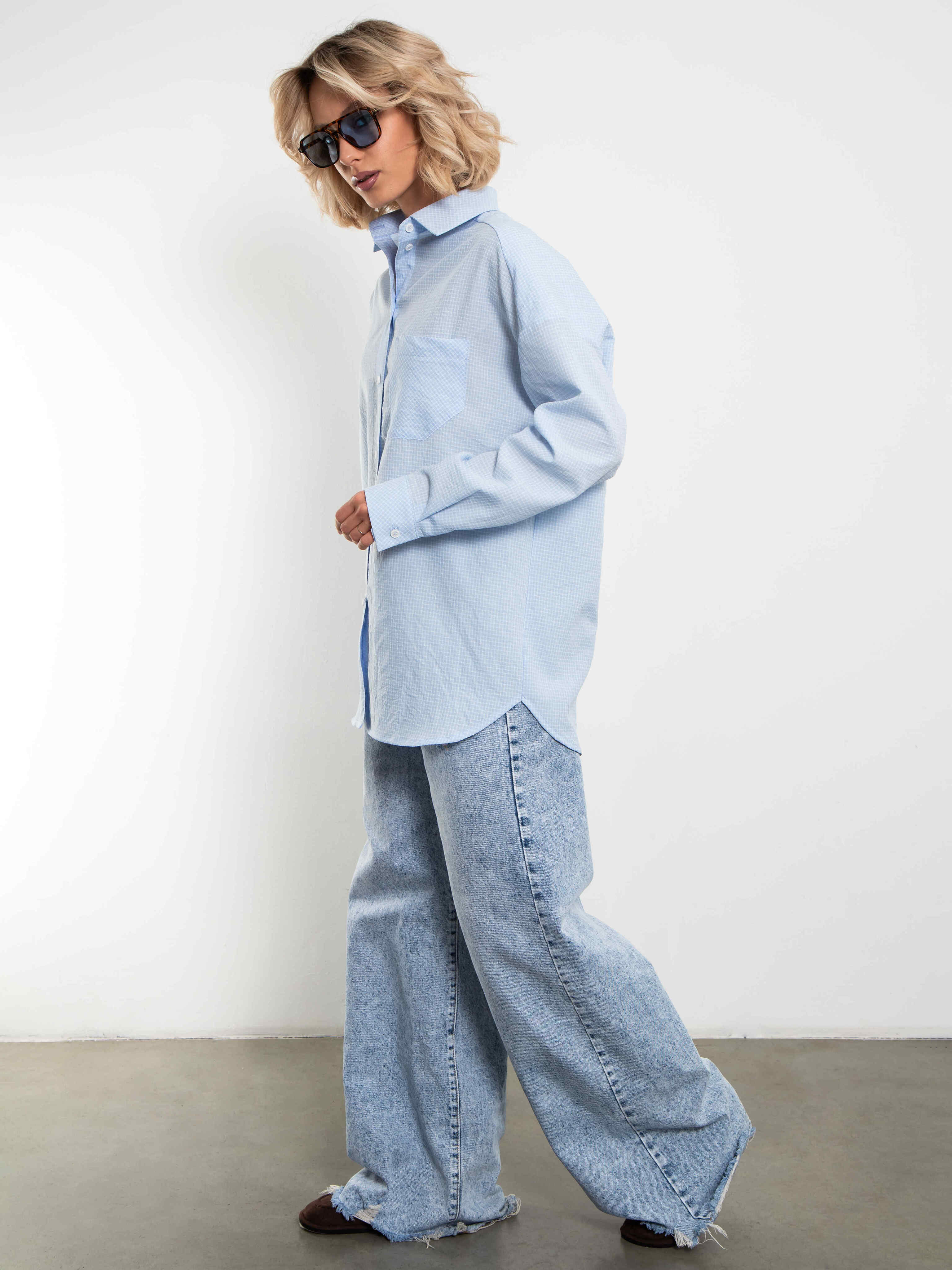 Рубашка в голубую клетку Kosmos(фото5)