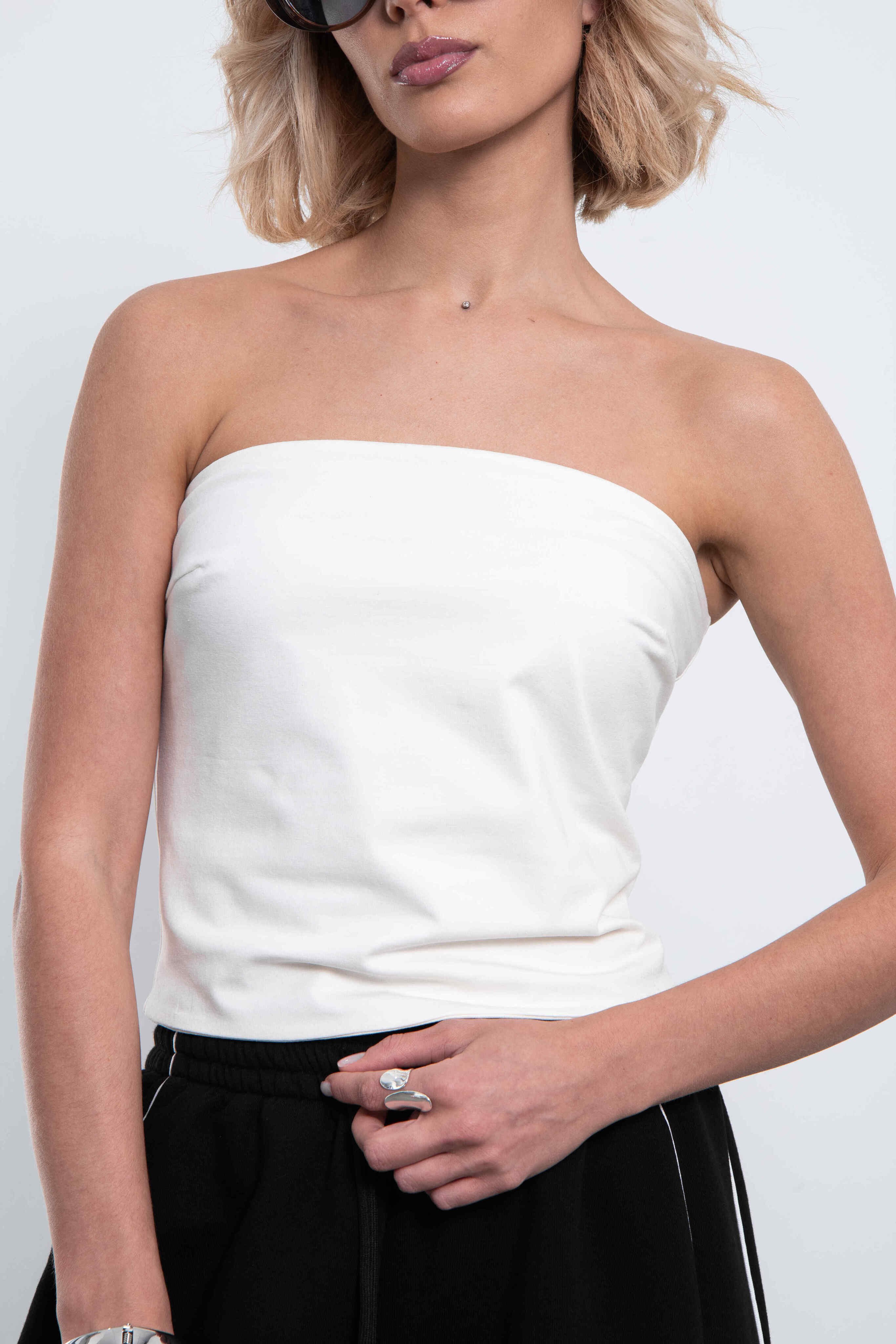 Топ-бондо трикотажный молочного цвета Kosmos(фото4)