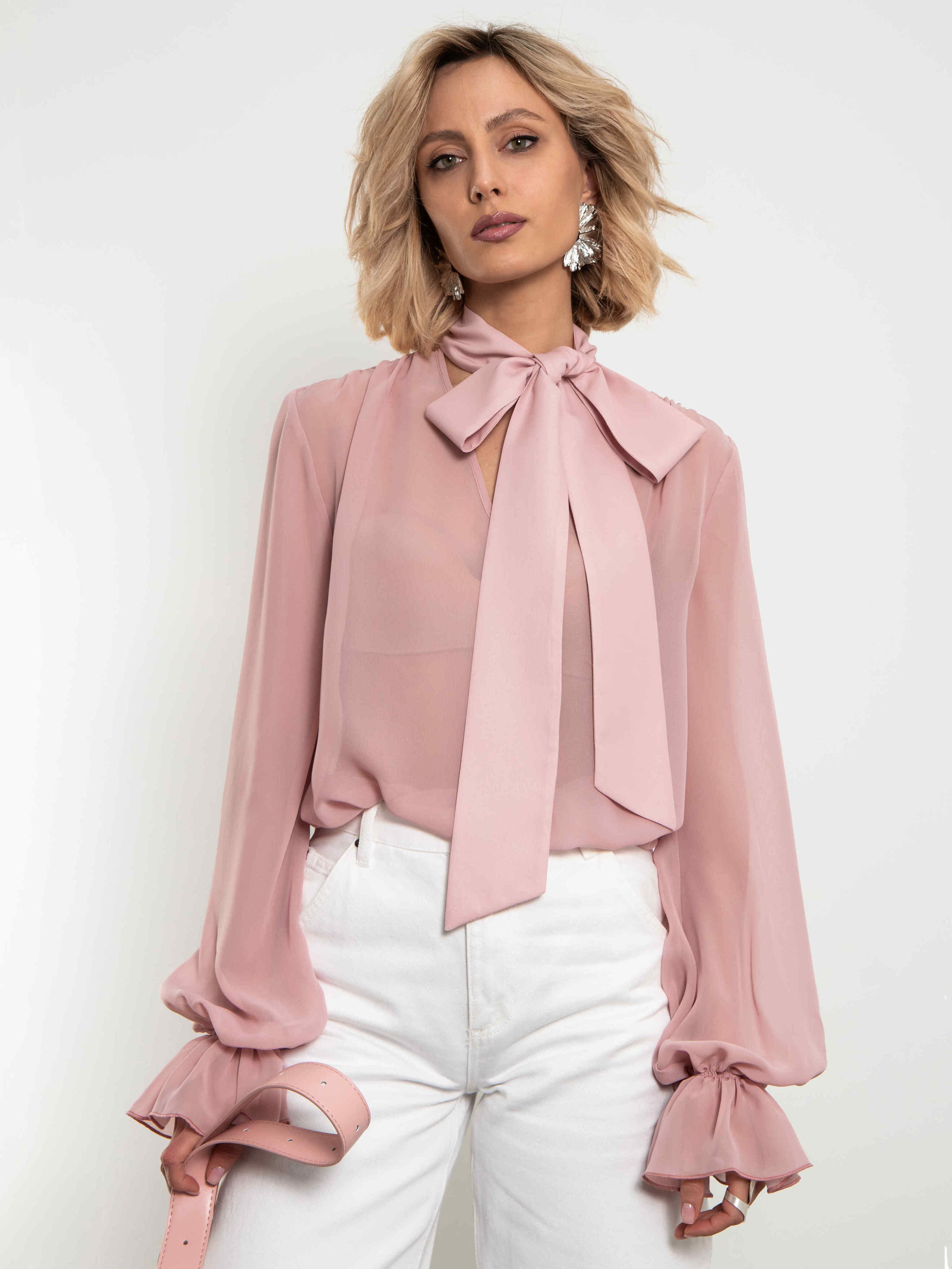 Блуза розовая с бантом Kosmos(фото5)