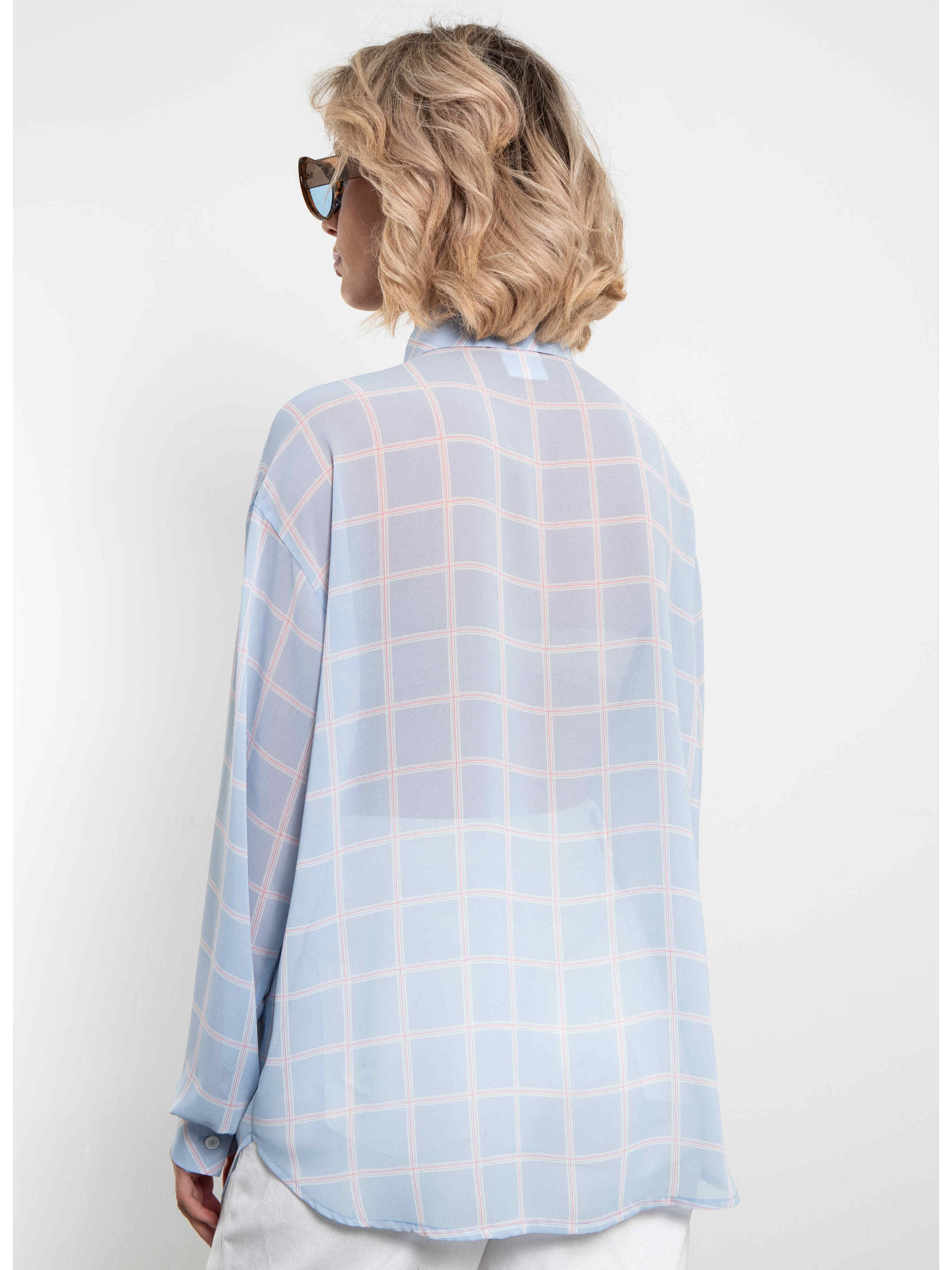 Рубашка шифоновая в голубую клетку Kosmos(фото7)