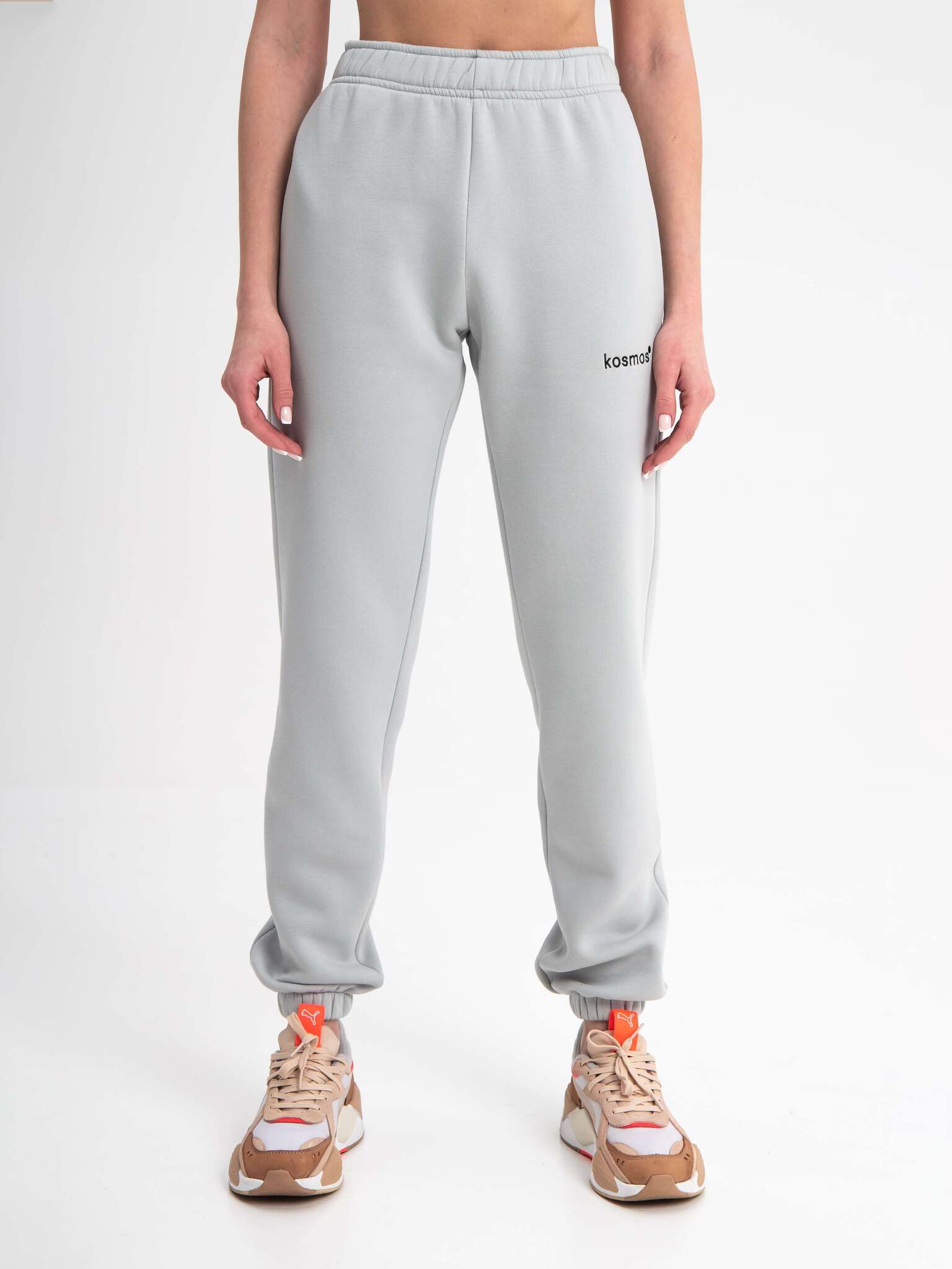 Брюки джоггеры с начёсом светло-серого цвета Kosmos(фото7)
