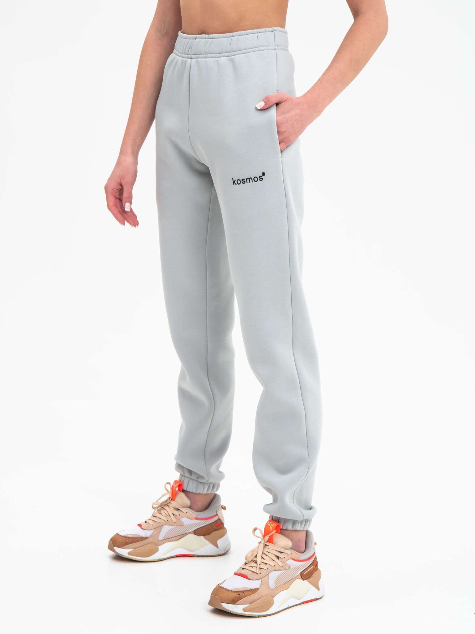 Брюки джоггеры с начёсом светло-серого цвета Kosmos(фото6)