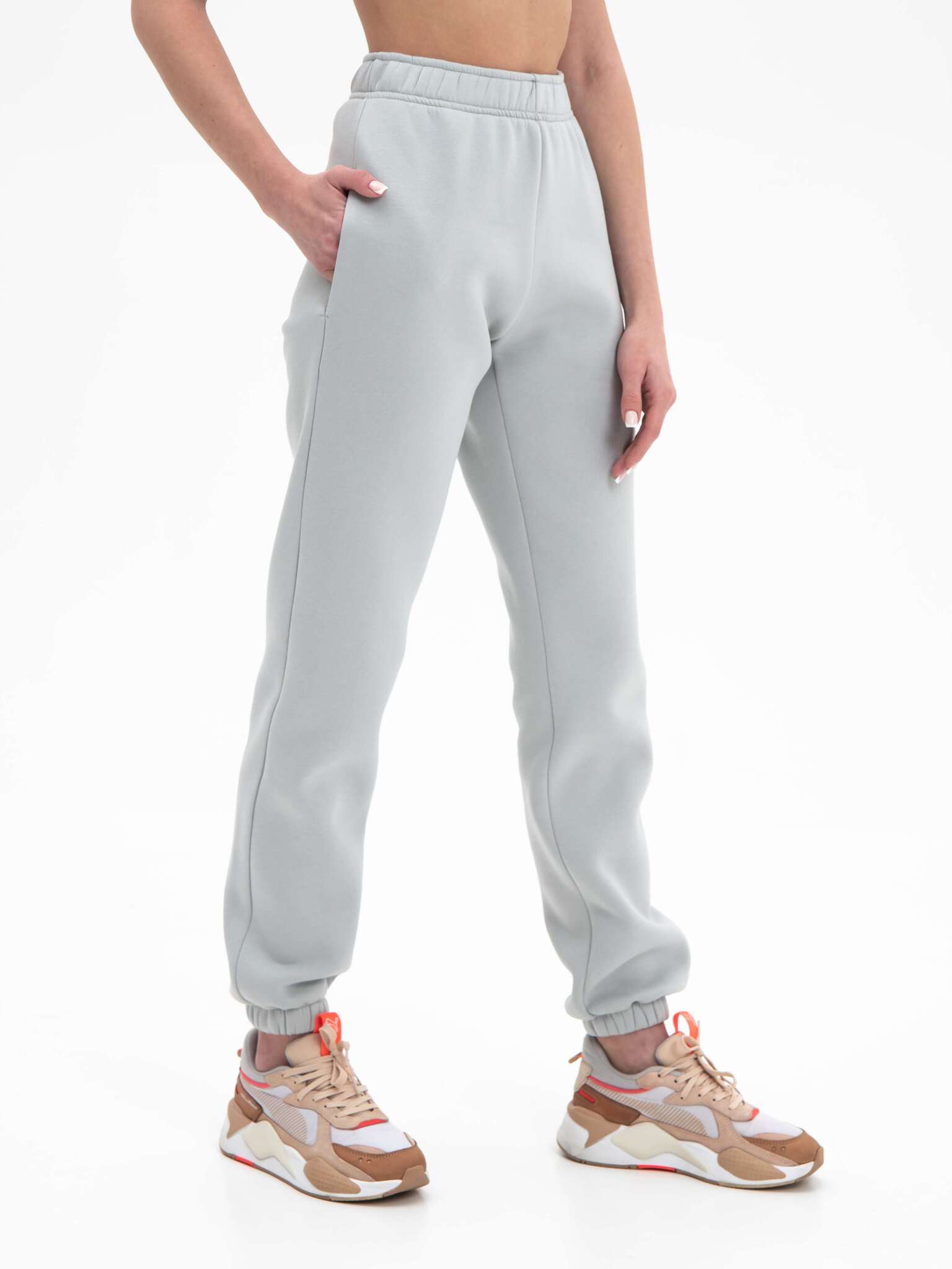 Брюки джоггеры с начёсом светло-серого цвета Kosmos(фото2)