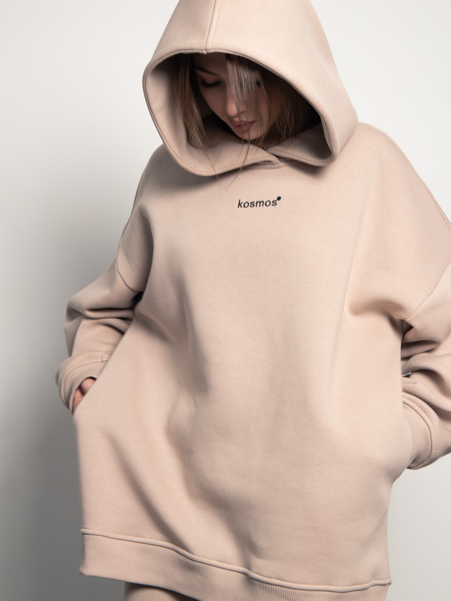 Худи оверсайз с начёсом в цвете нюд Kosmos(фото5)