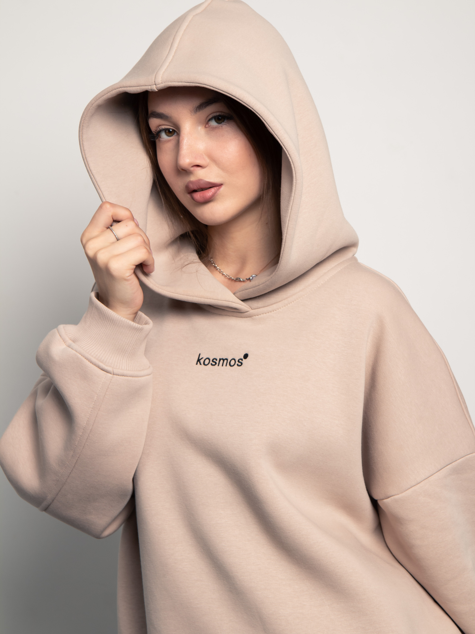 Худи оверсайз с начёсом в цвете нюд Kosmos(фото2)