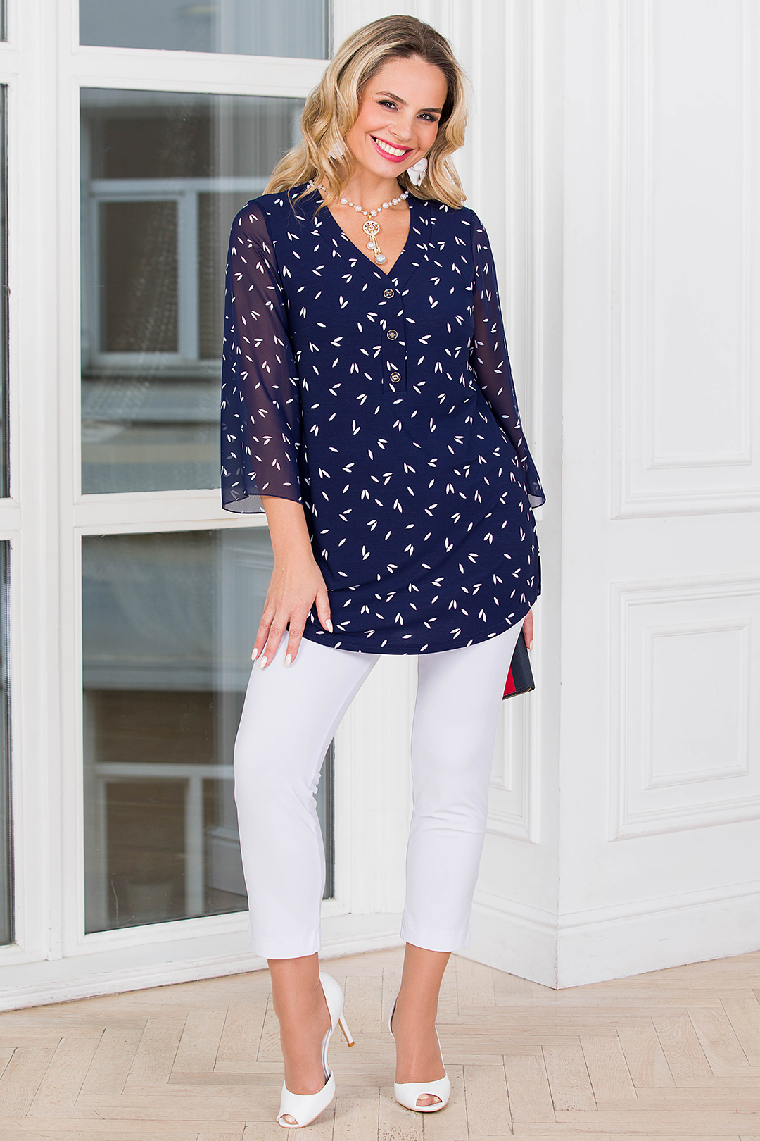 Туника синяя с рукавами три четверти Lavira(фото2)