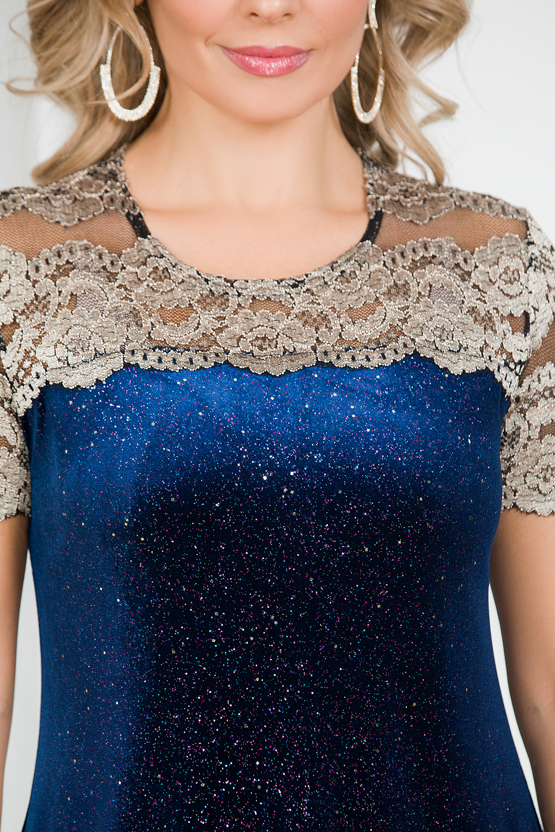 Платье бархатное синего цвета с напылением Lavira(фото3)