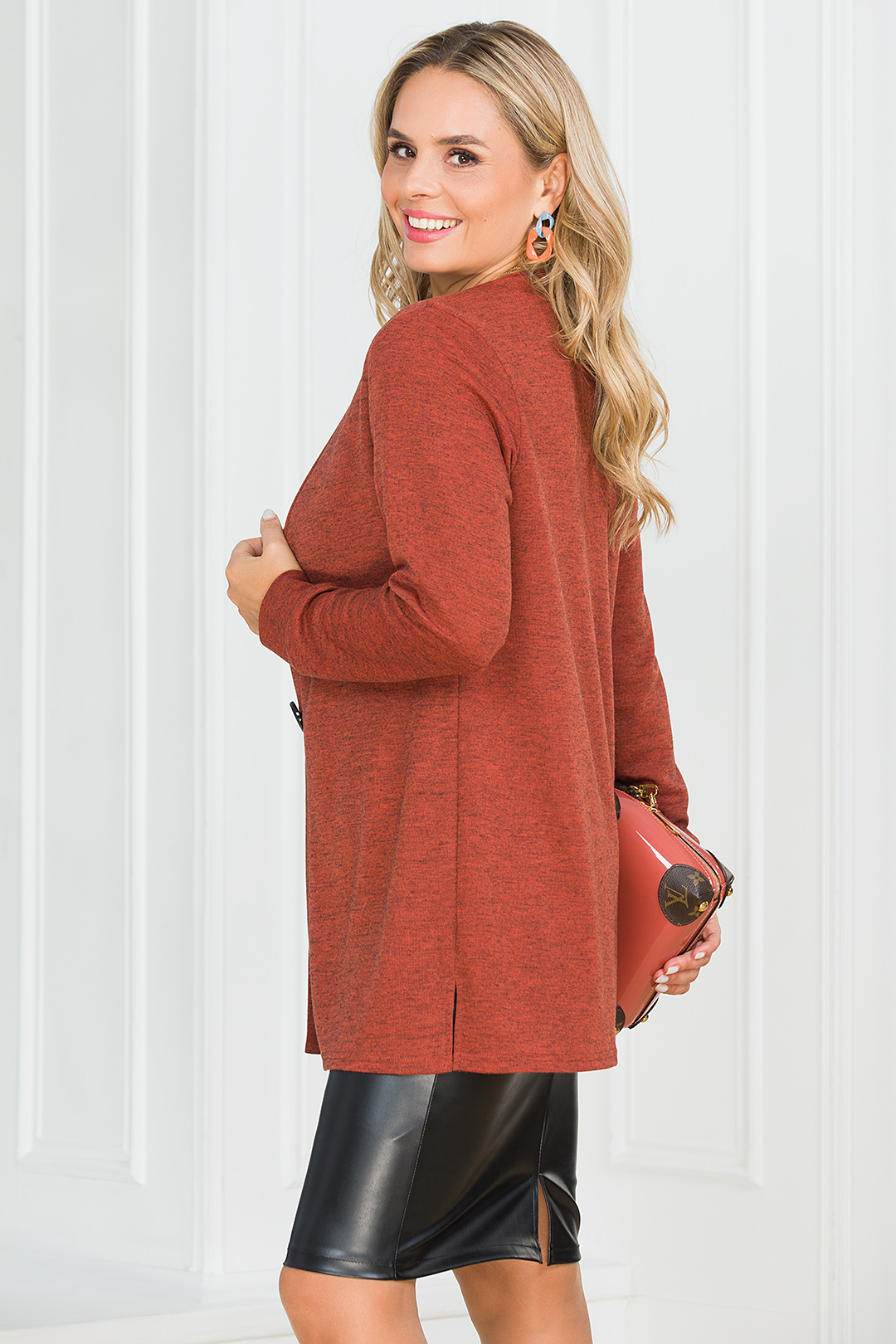 Кардиган на пуговицах в терракотовом цвете Lavira(фото3)