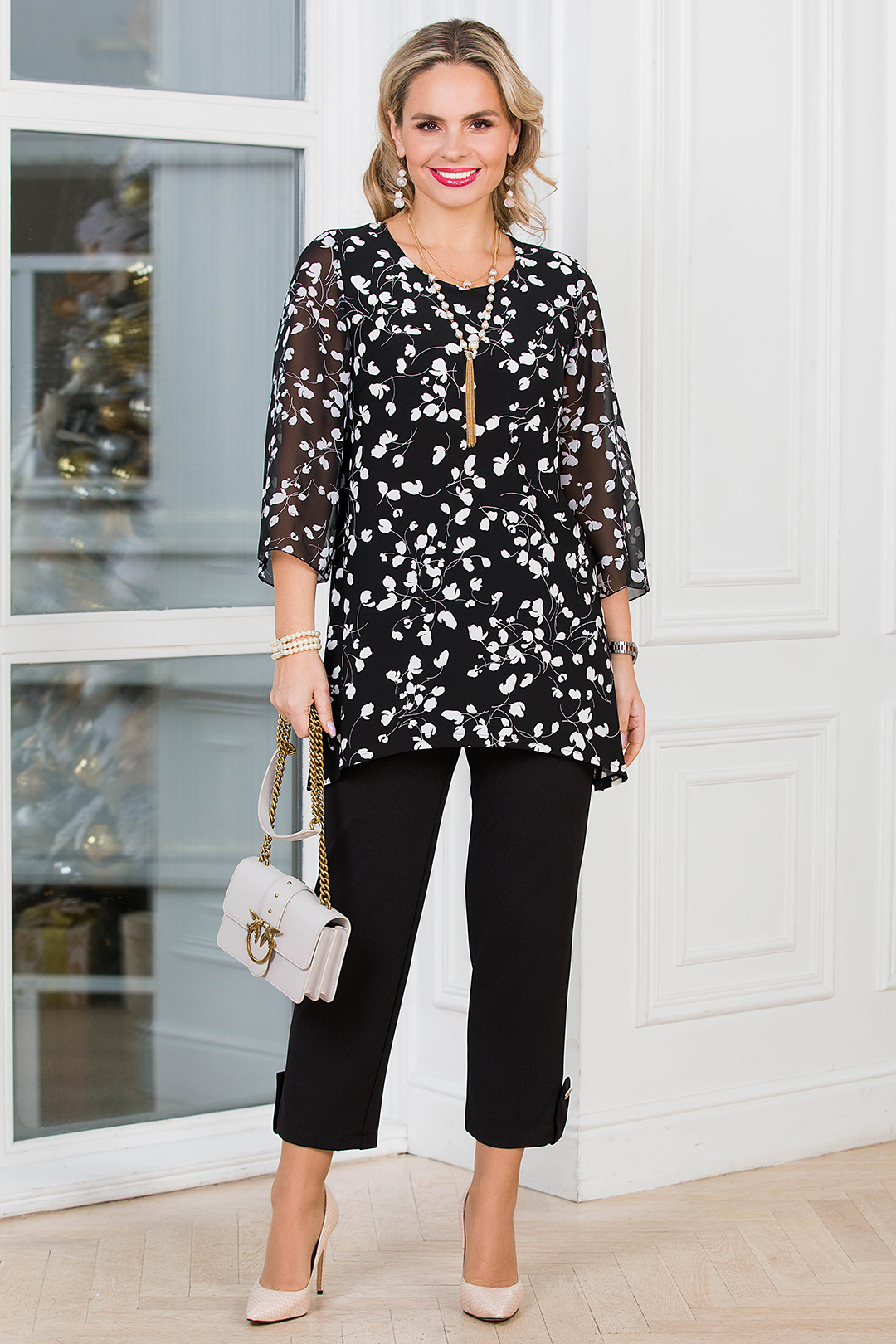 Туника чёрная с укороченными рукавами Lavira(фото2)