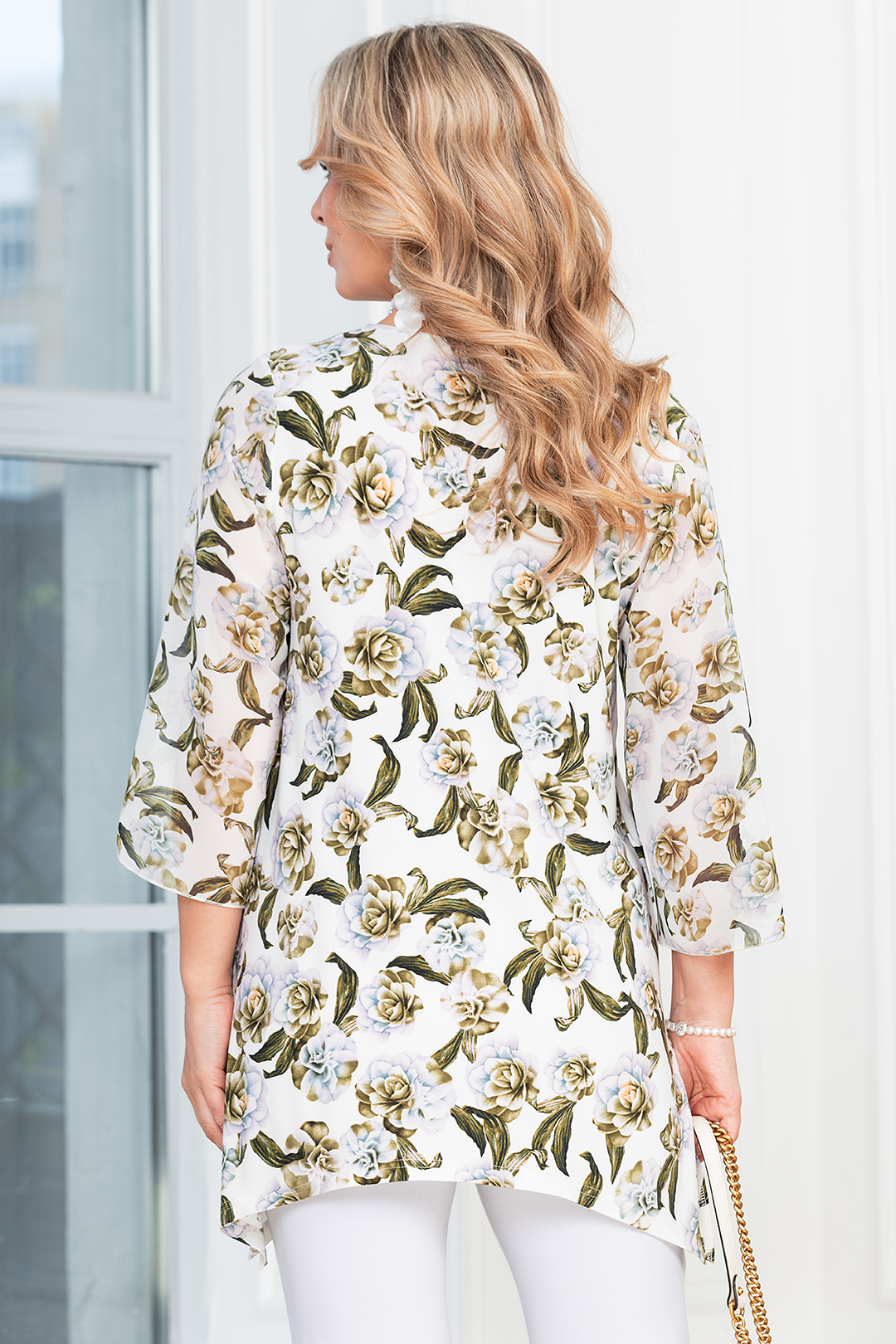 Туника молочного цвета с укороченными рукавами Lavira(фото4)