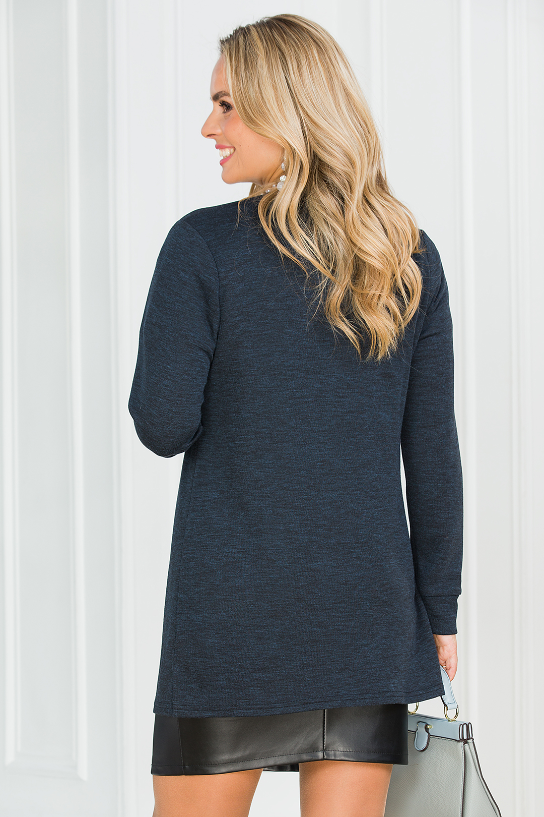 Кардиган на пуговицах в чёрно-синий цвете Lavira(фото4)