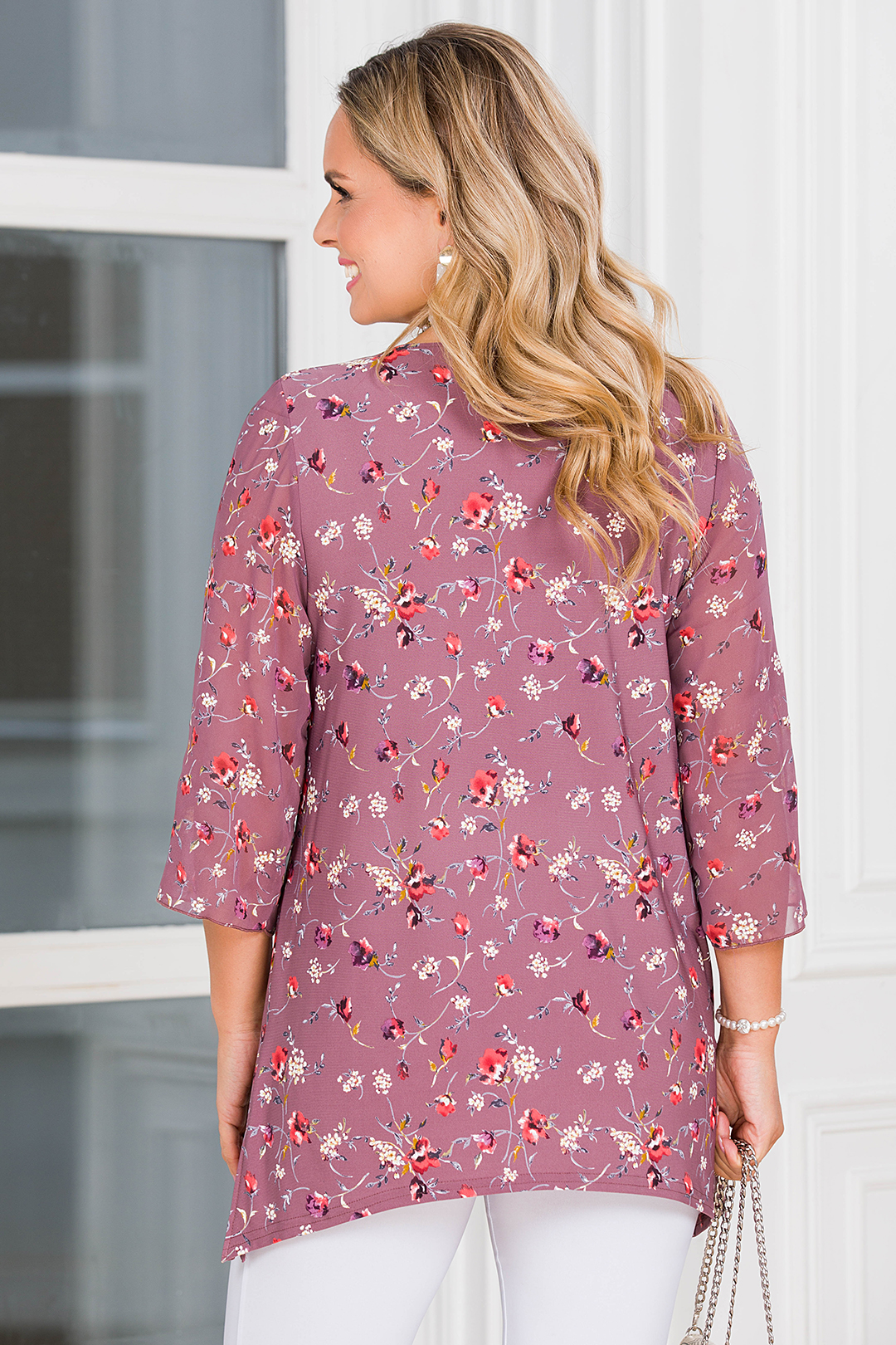 Туника брусничного цвета с укороченными рукавами Lavira(фото4)