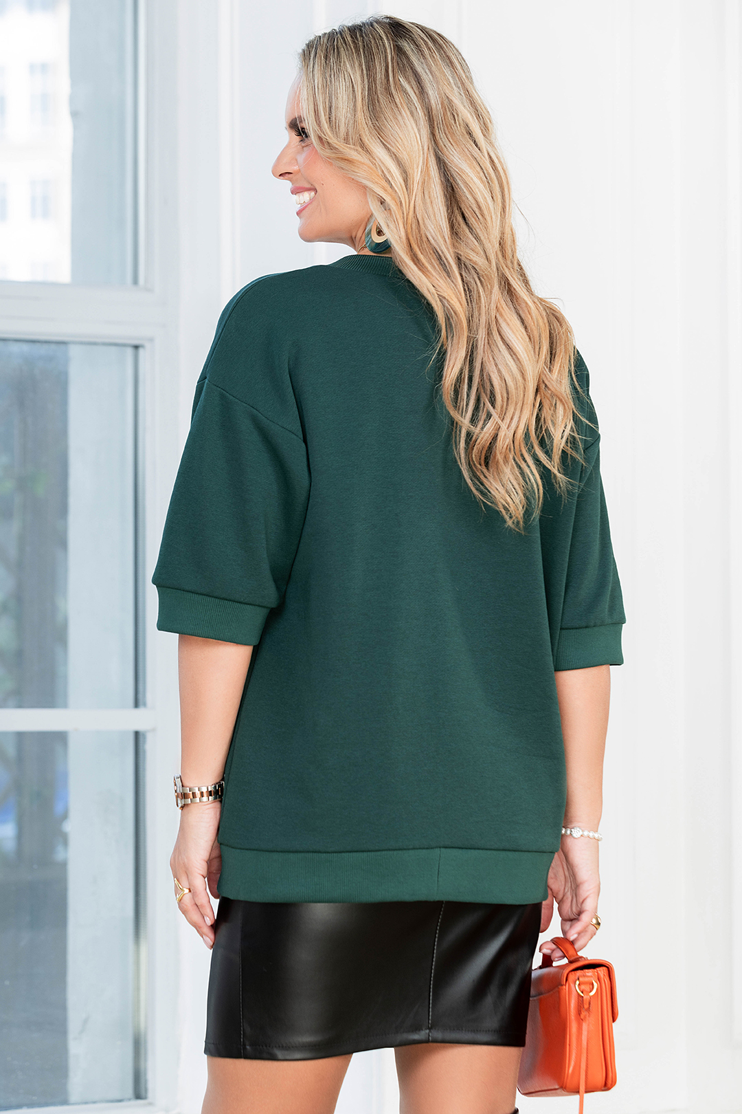 Джемпер трикотажный тёмно-зелёный Lavira(фото4)