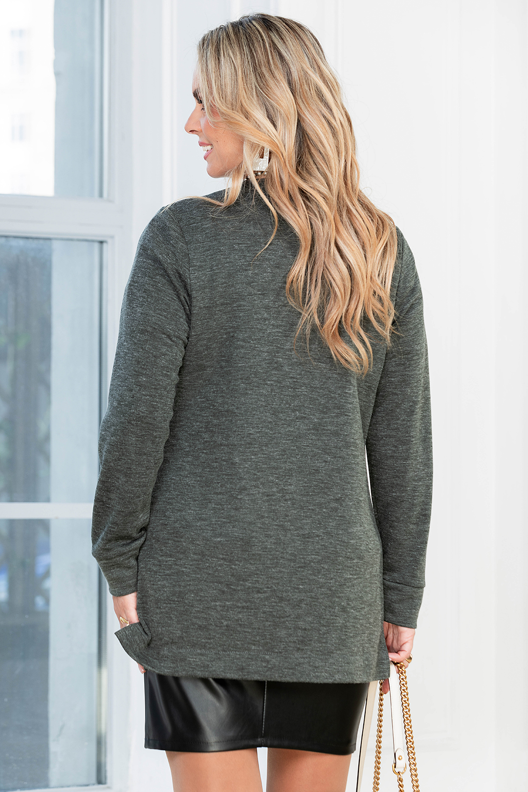 Кардиган на пуговицах в тёмно-оливковом цвете Lavira(фото5)