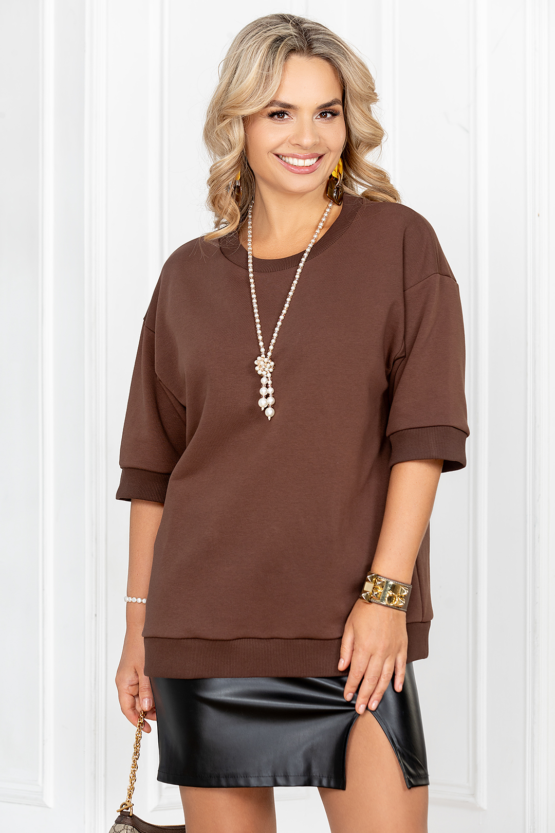 Джемпер трикотажный шоколадного цвета Lavira(фото3)