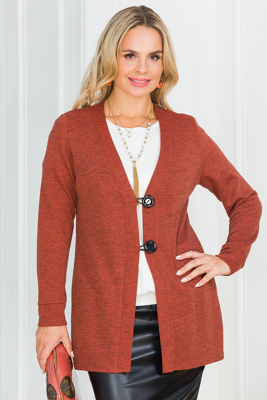 Кардиган на пуговицах в терракотовом цвете Lavira
